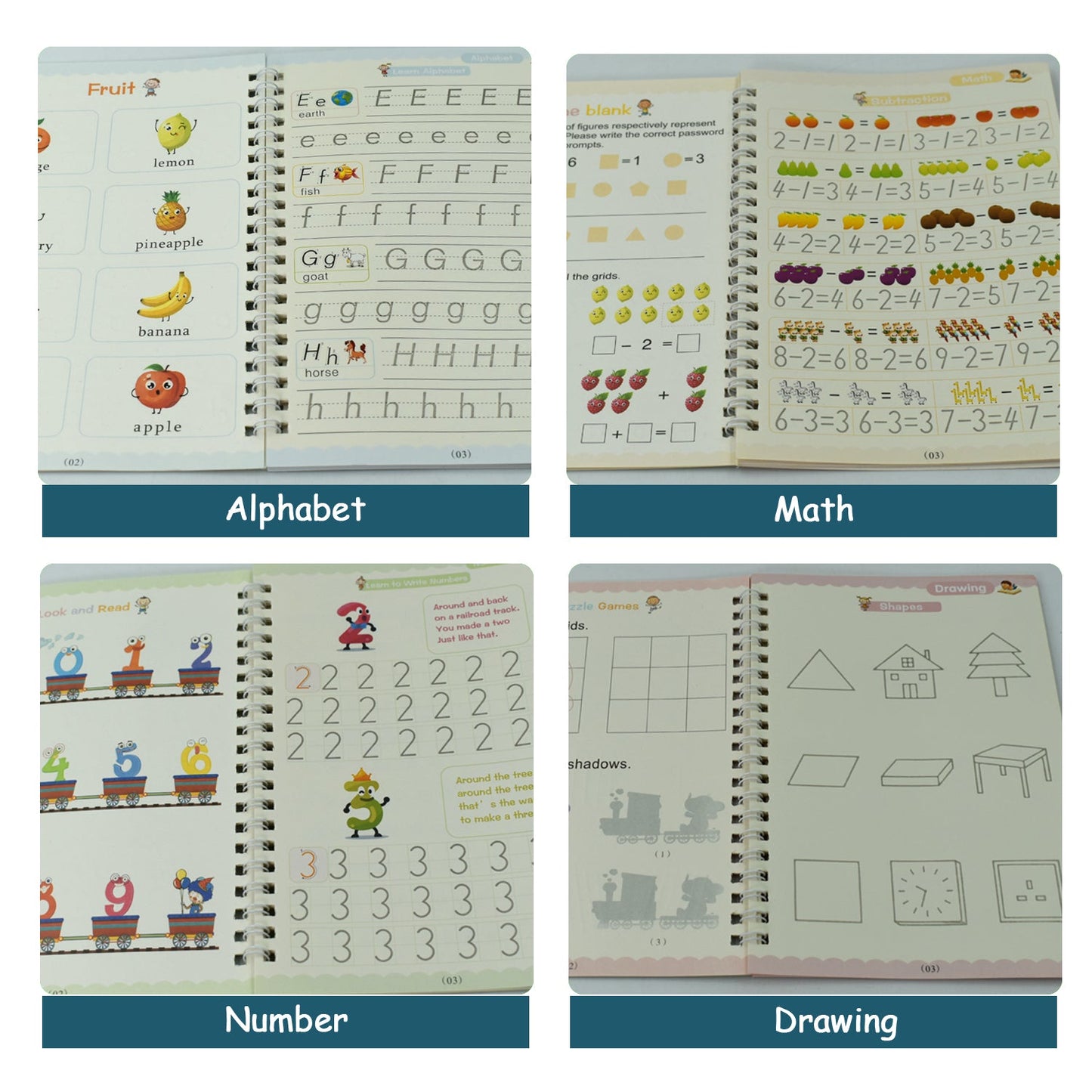 4 Pc Magic Copybook Widely Used By Kids Childrens And Even Adults Also To Write Down Important Things Over It While Emergencies Etc. - LootFaat