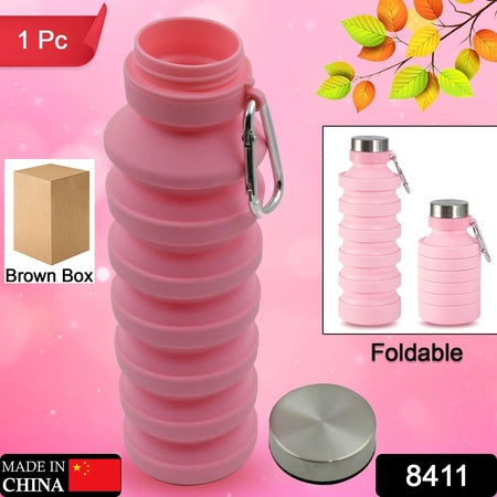 Foldable Water Bottle Silicone Leak Proof Portable Sports Travel Water Bottle For Outdoor Gym Hiking (1 Pc 24 Cm Foldable) - LootFaat