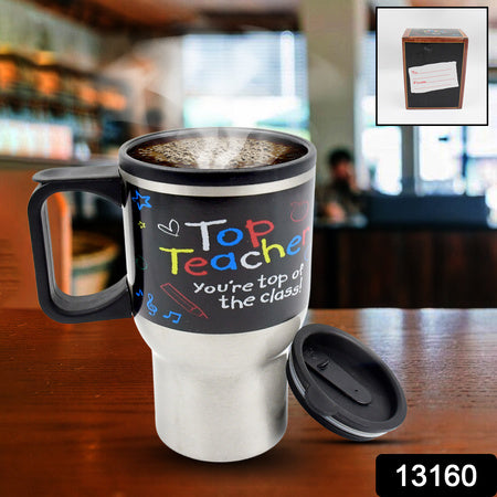 Stainless Steel Vacuum Glass Insulated Glass Coffee Cups Double Walled Travel Mug Car Coffee Mug (With Lid Handle) - LootFaat