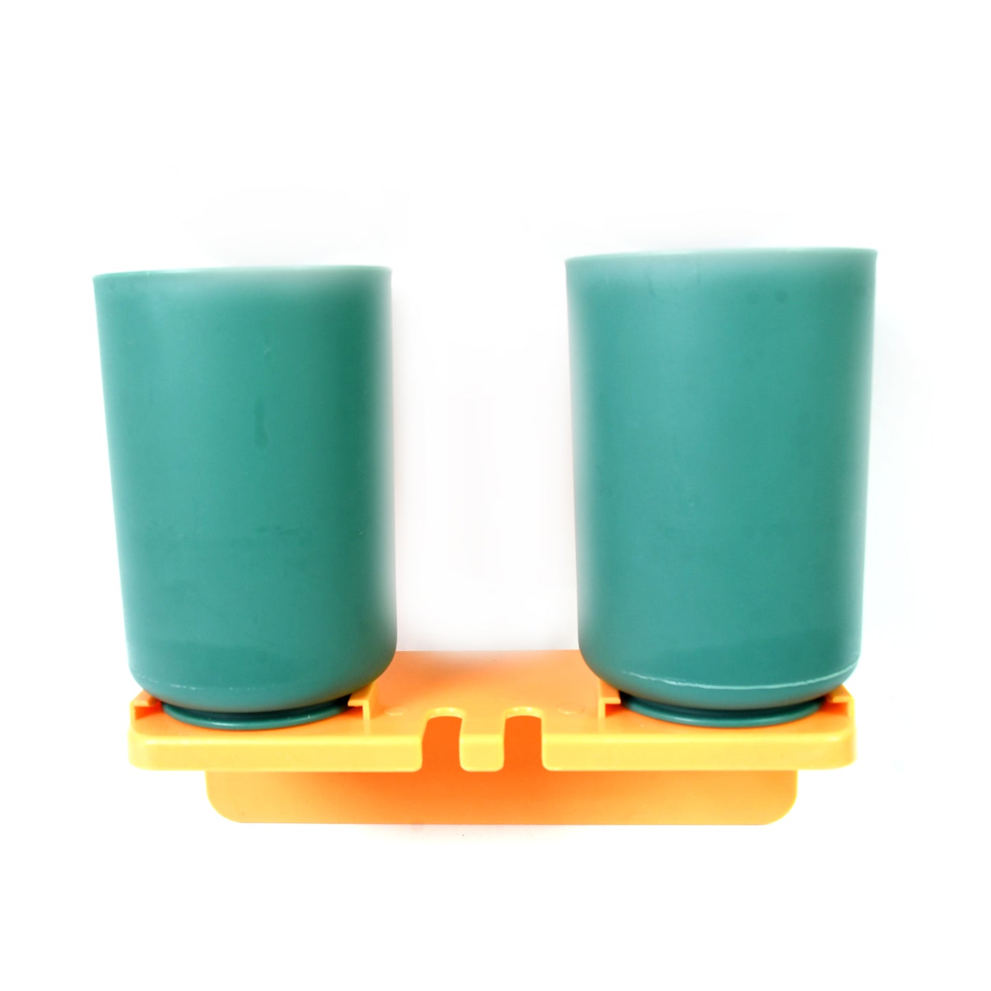Multipurpose Wall Mount Toothbrush Holder Plastic Stand With 2 Cup (1 Set) - LootFaat