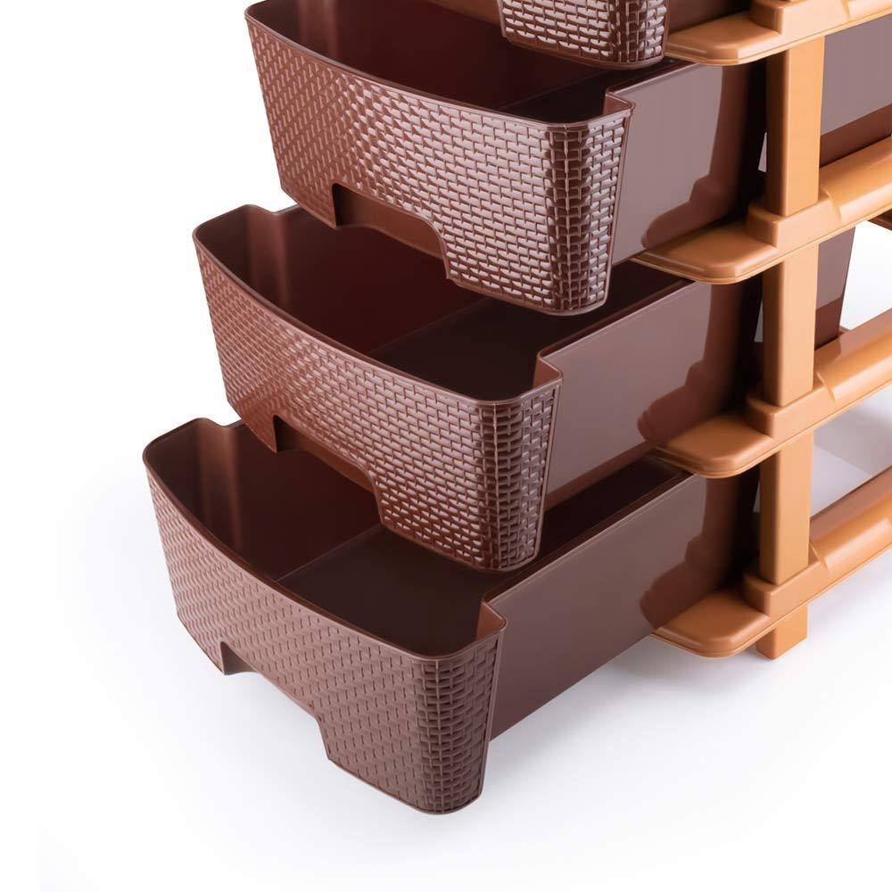5tier Plastic Modular Drawer System For Multiple Use (Brown Colour) - LootFaat
