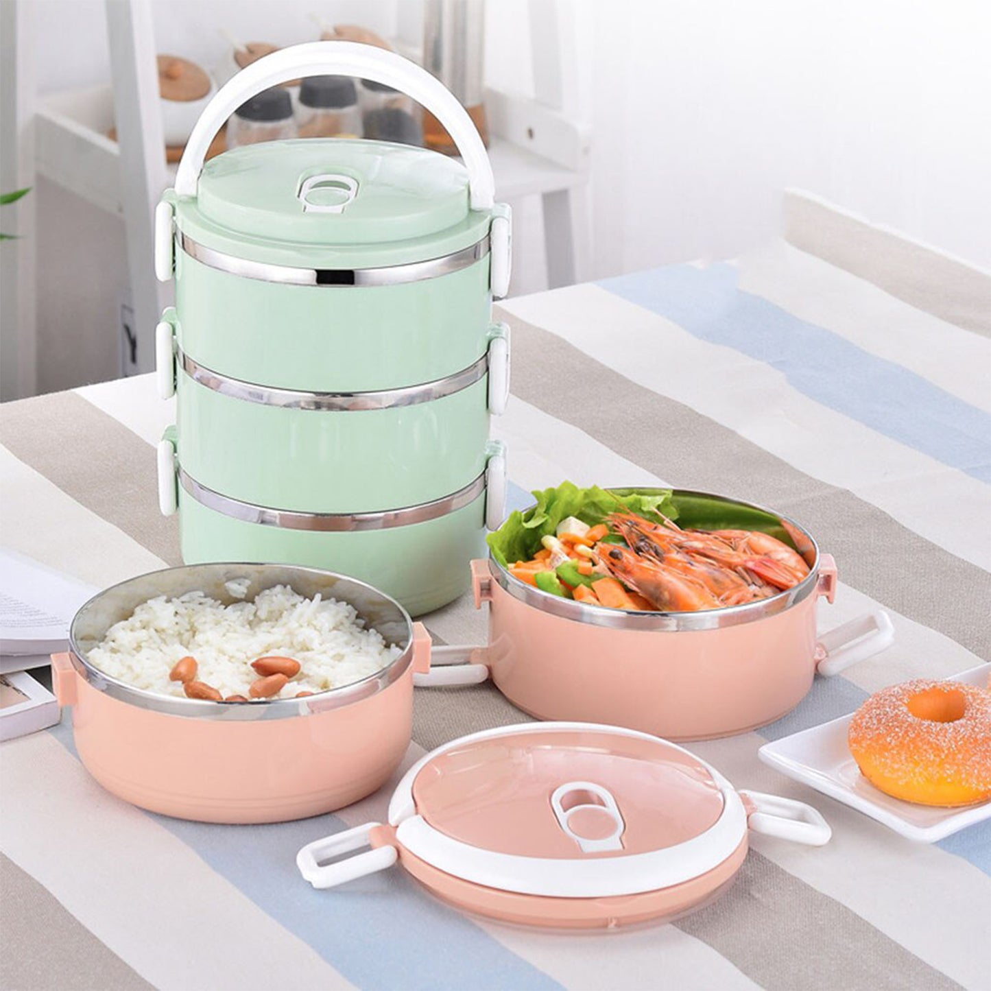 Multi Layer Stainless Steel Hot Lunch Box (3 Layer) - LootFaat