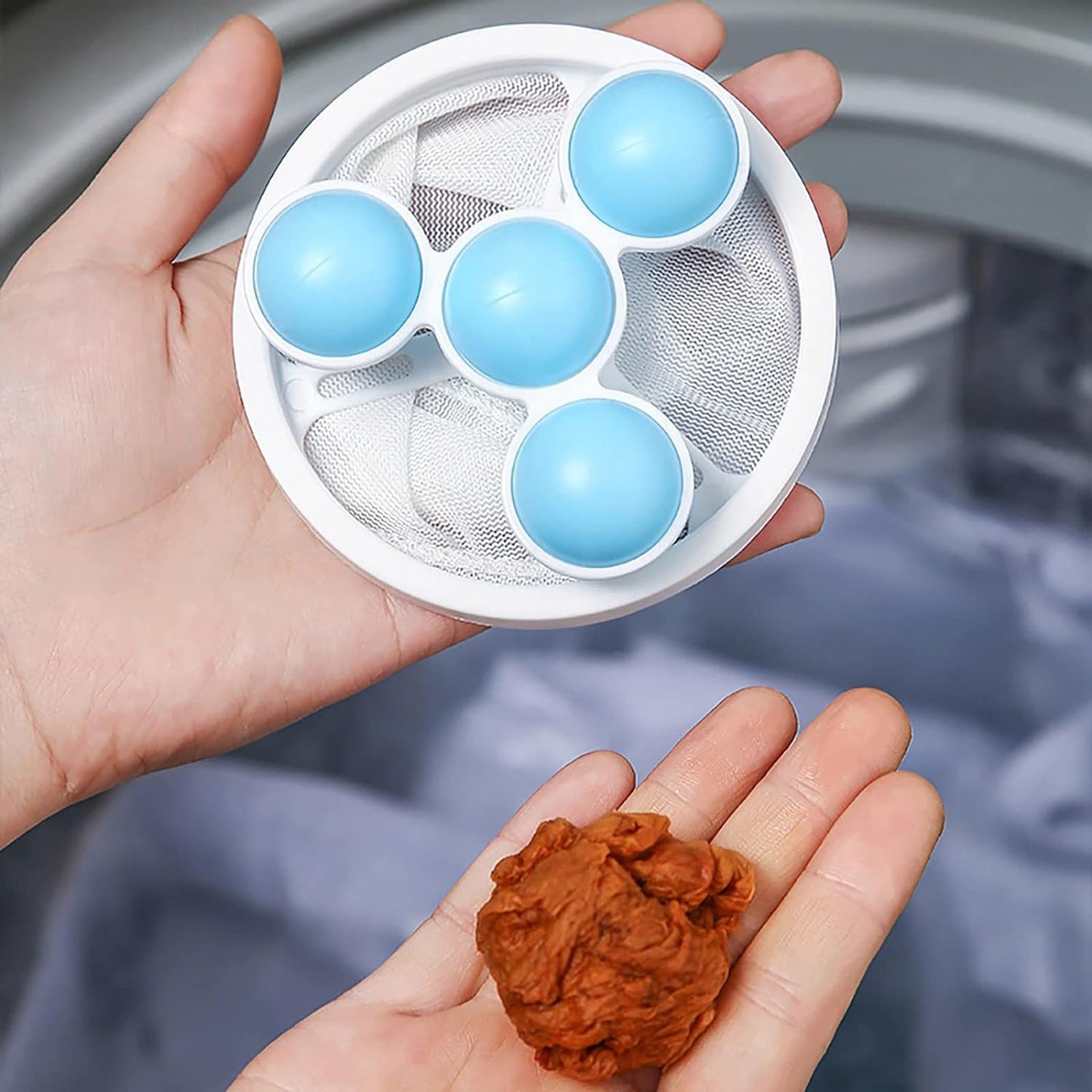 Laundry Ball Floating Pet Fur Lint Hair Catcher Household Reusable Washing Machine Floating Lint Mesh Bag Hair Filter Net Pouch Washing Lint Hair Remover Net Mesh Bag Dryer (1 Pc) - LootFaat
