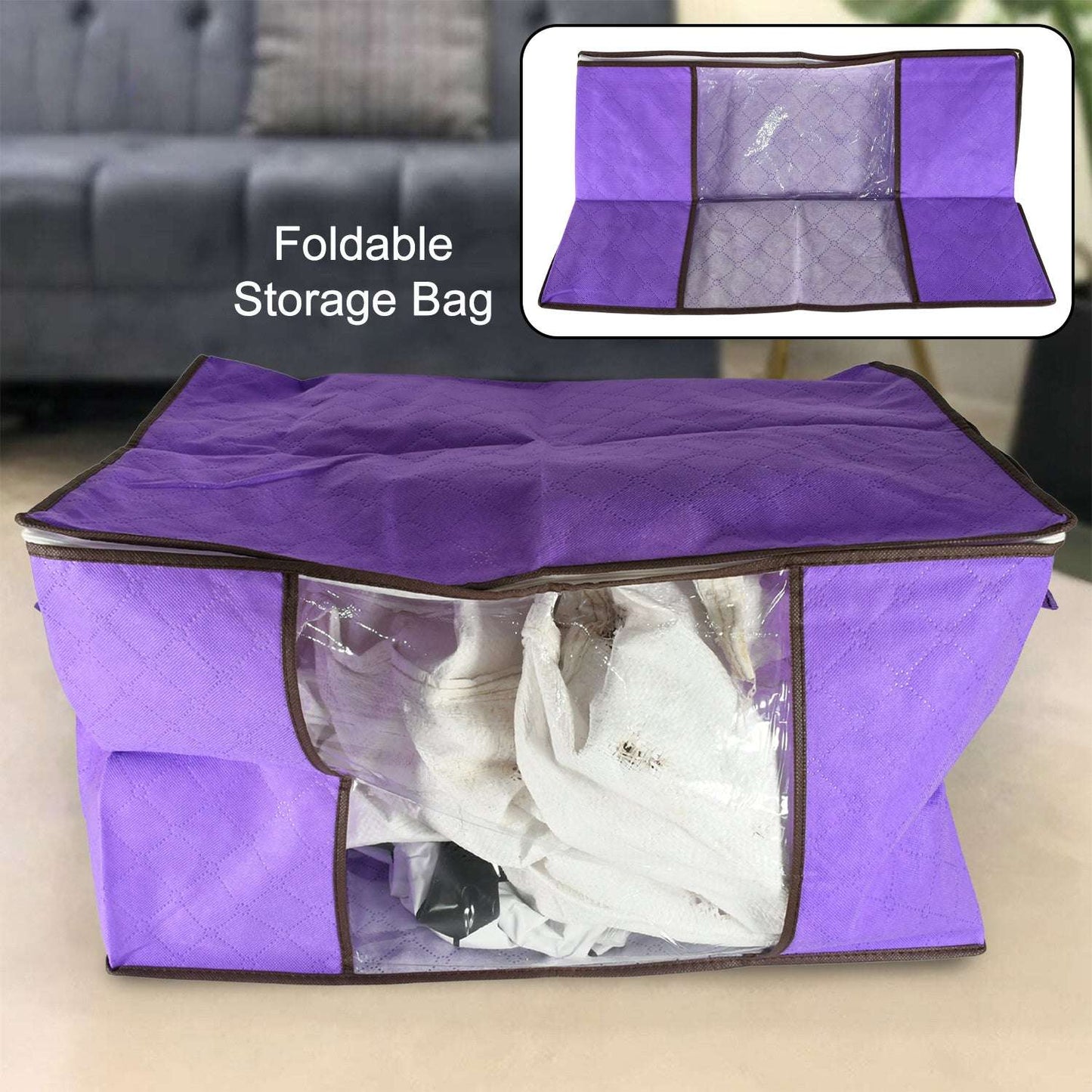 Clothing Storage Bag With Zipper Non-woven Storage Bag For Storing The Clothes And Sarees. - LootFaat
