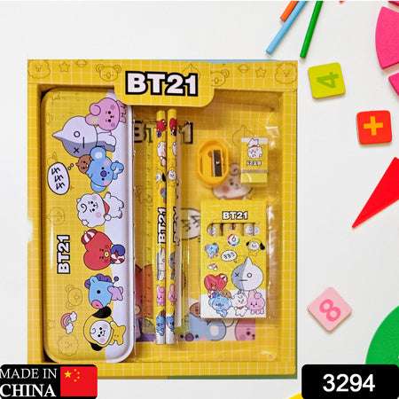 Stationery Kit For Kids - Stationery Set Includes Metal Pencil Box Sharpener Pencil And Eraser Set School Supply Set Birthday Return Gift For Kids Boys Girls (12 Pc Set) - LootFaat
