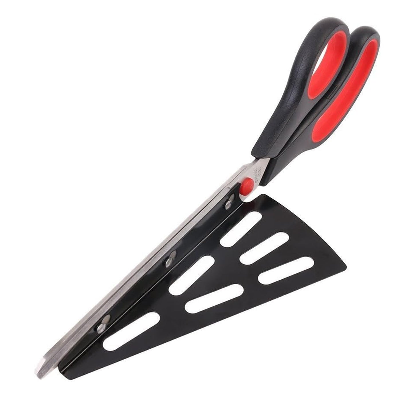Stainless Steel Pizza Cutter Scissors Plastic Handle With Removable Spatula - LootFaat