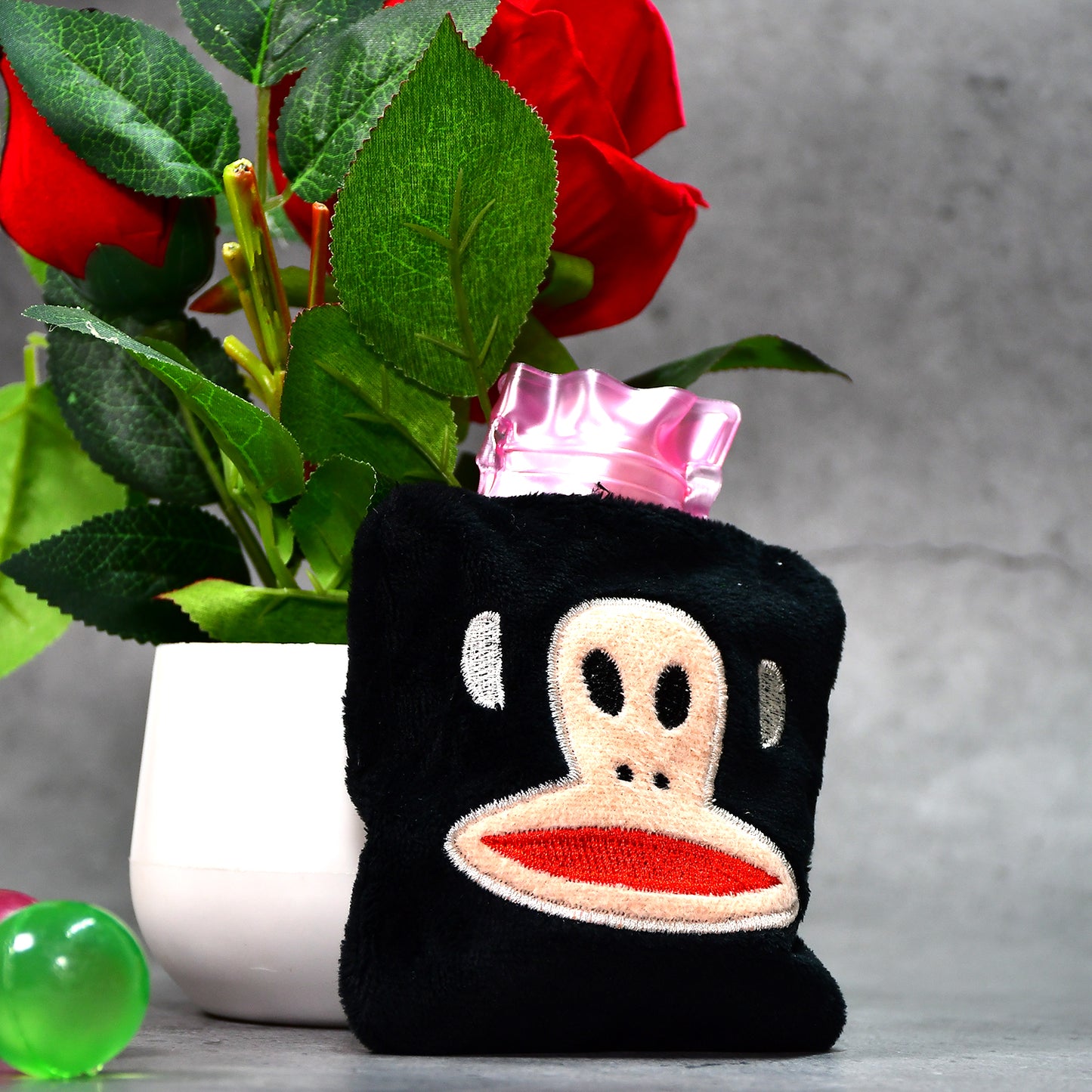 Black Monkey Small Hot Water Bag With Cover For Pain Relief Neck Shoulder Pain And Hand Feet Warmer Menstrual Cramps. - LootFaat