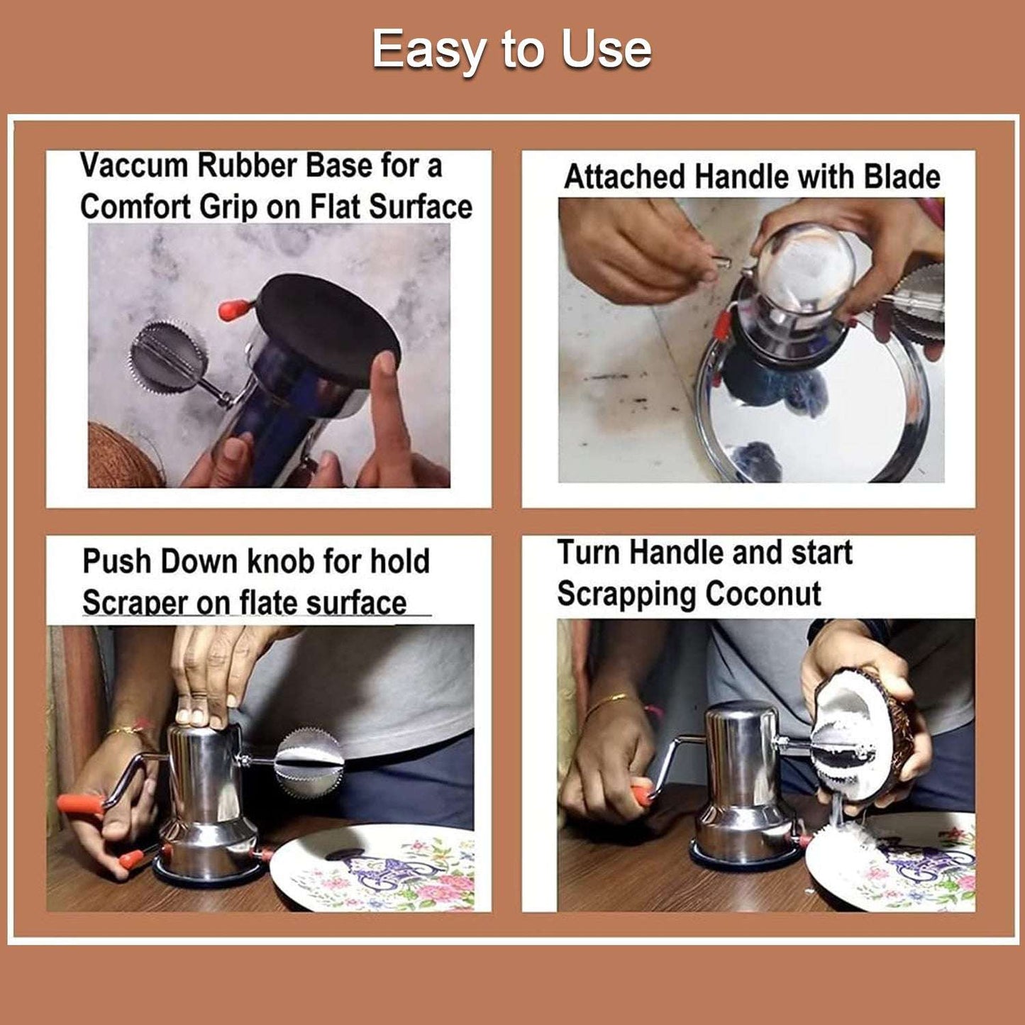 Coconut Scrapers Machine Manual Steel For Home Kitchen Use - LootFaat