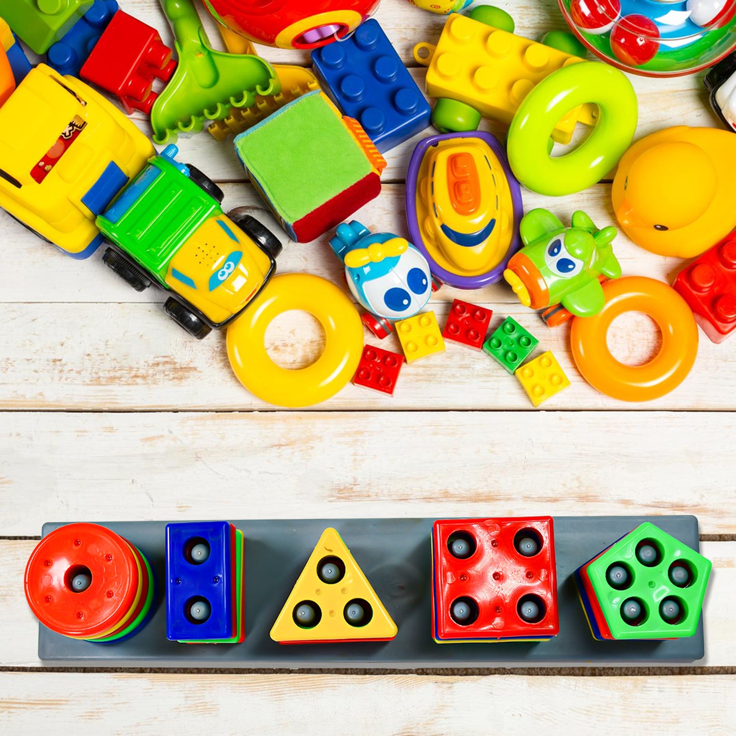 Geometric Brick - 5 Angle Matching Column Blocks For Kids - Preschool Educational Learning Toys. - LootFaat