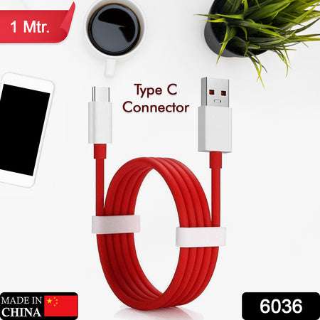 Unique Type C Dash Charging Usb Data Cable Fast Charging Cable Data Transfer Cable For C Type Mobile Use 1 Meter ( Red ) - LootFaat