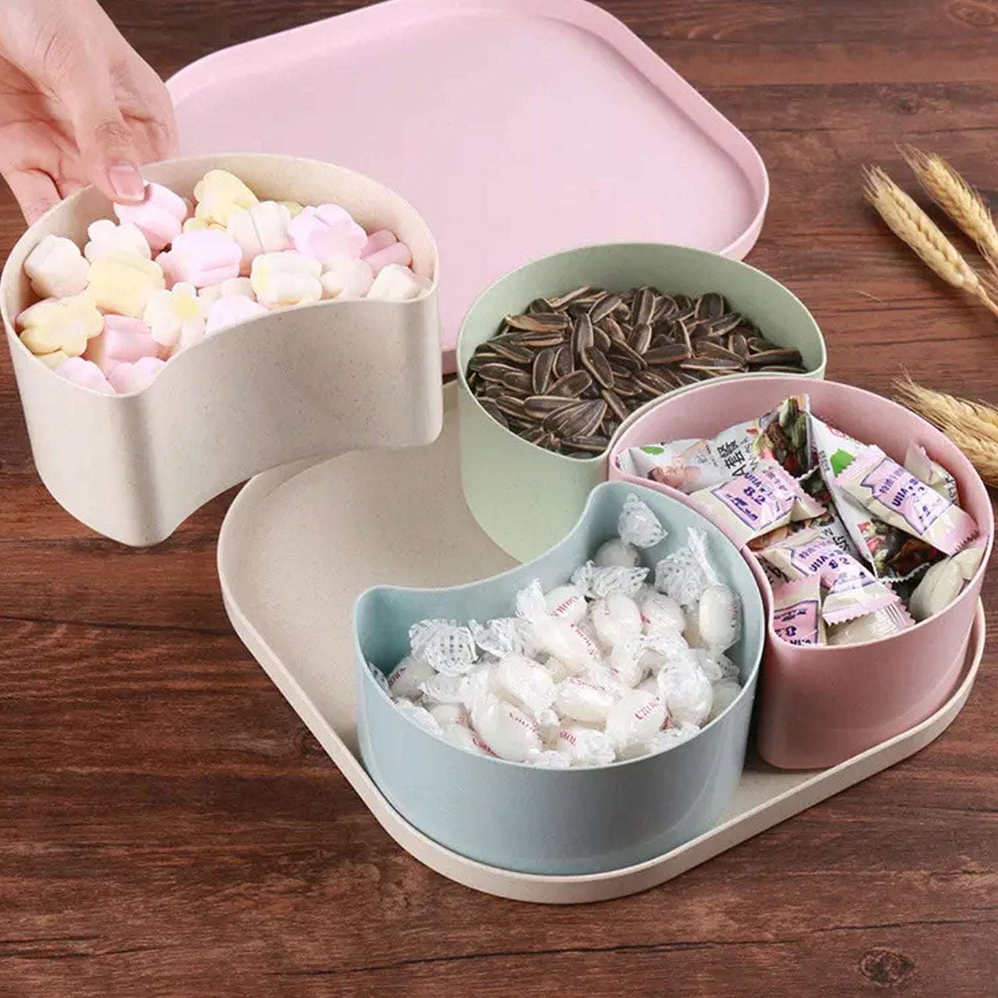 Candy Box Large Capacity Space-saving Compartment Design Creative Divided Food Fruit Plate For Living Roomfruit_candy_box_4comp - LootFaat