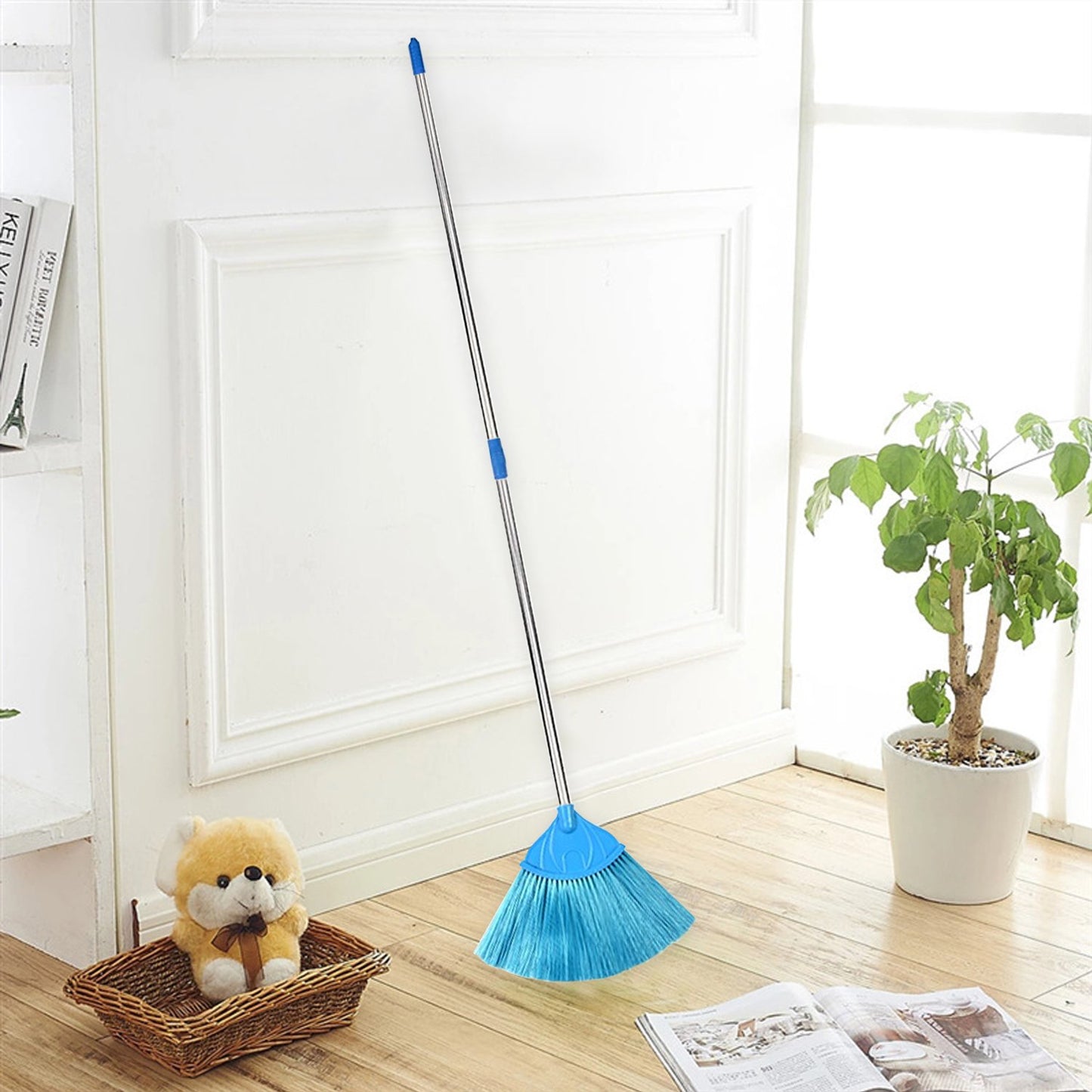 Broom With Long Stainless Steel Rod And Extendable Cobweb Cleaner Stick - LootFaat