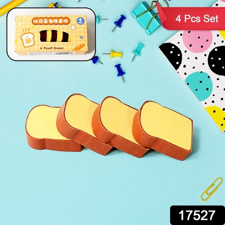 3d Toast Bread Shape Eraser For Kids Cartoons Erasers Toast Bread Erasers Bread Shaped Eraser For Students Gift Cute Fun Food Pencil Erasers For School Classroom Stationery For Boys Girls (4 Pcs Set) - LootFaat