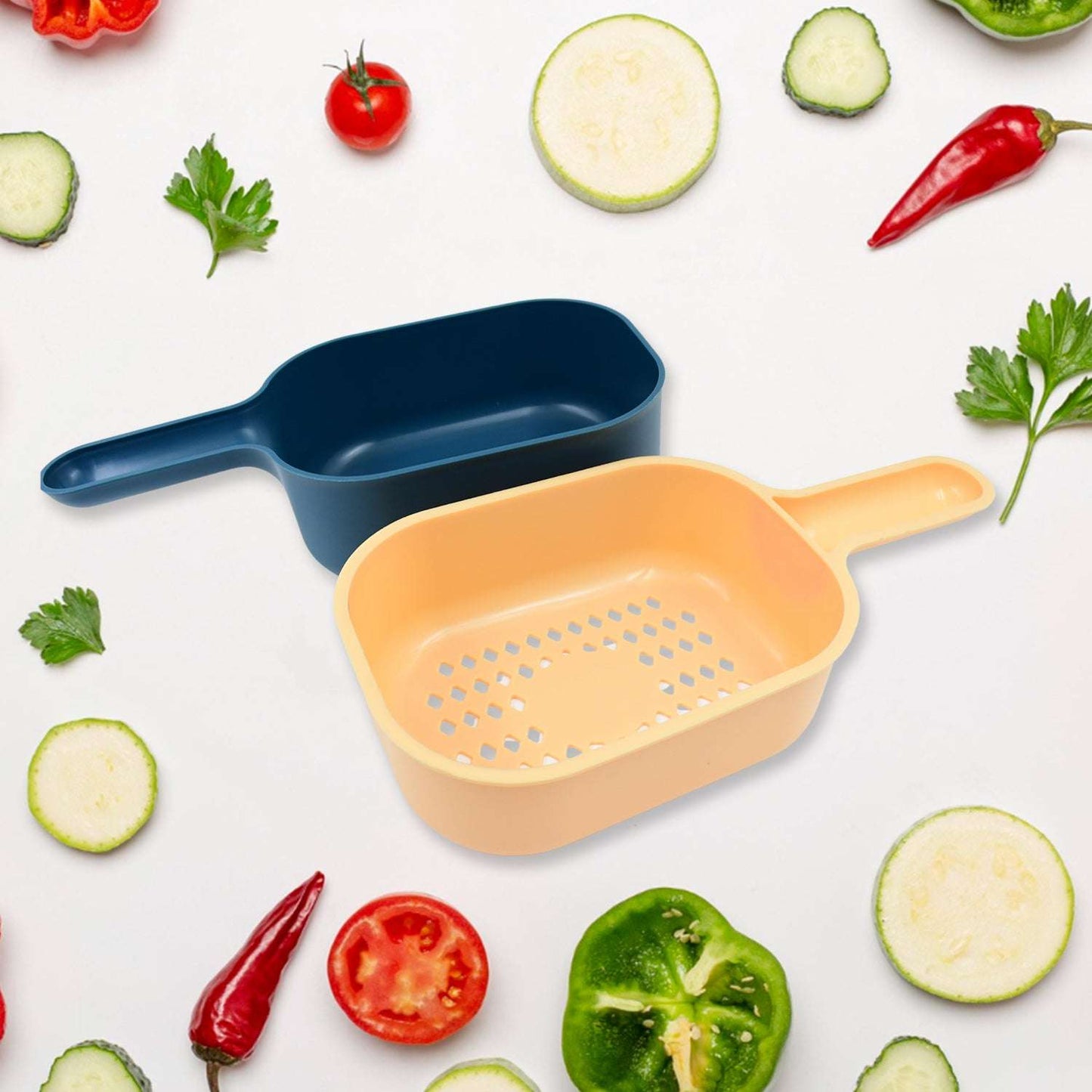 Vegetable Slicer Cutter - 6 Blades Kitchen Accessories Tools Appliances With Container Handle (1 Set) - LootFaat