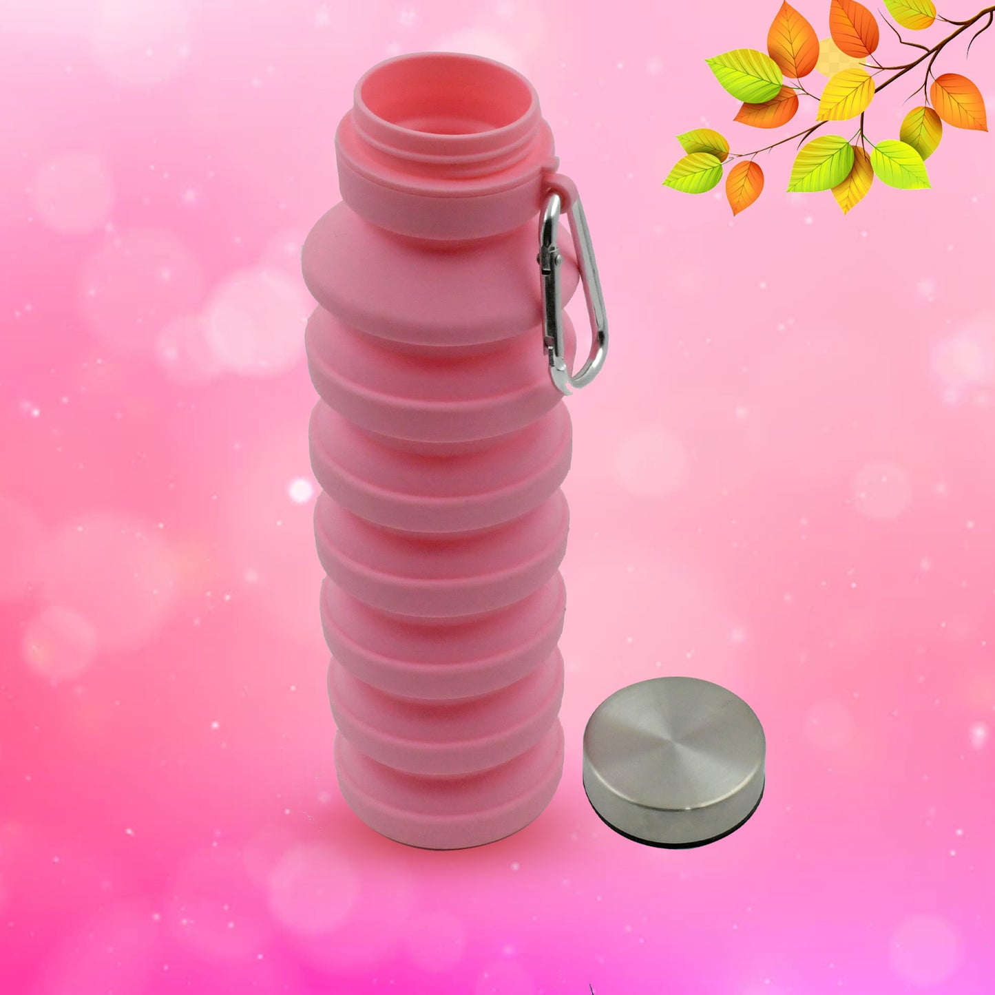 Foldable Water Bottle Silicone Leak Proof Portable Sports Travel Water Bottle For Outdoor Gym Hiking (1 Pc 24 Cm Foldable) - LootFaat