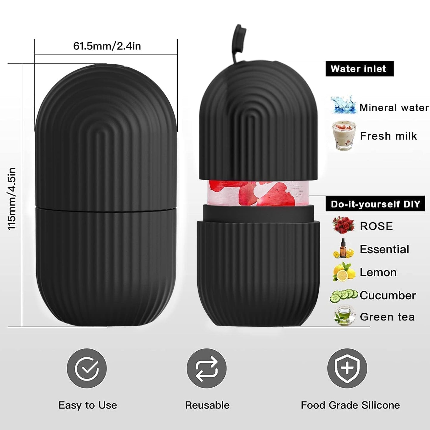 Face Ice Roller Ice Roller For Face Ice Roller For Face Massager Face Ice Treatment Reduce Face Swelling And Under Eye Puffiness (Black) - LootFaat