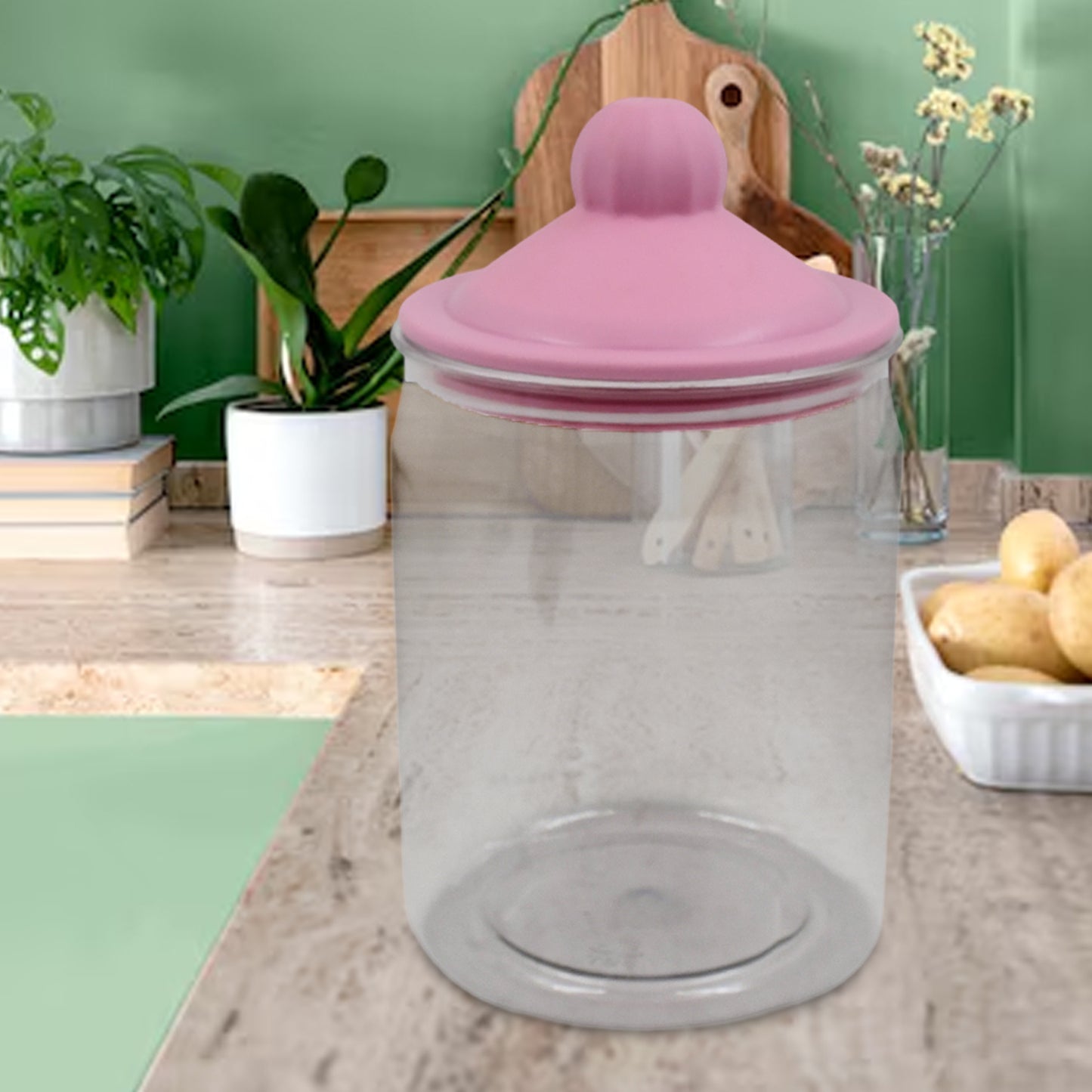 Transparent Kitchen Plastic Container Jar Set (2 Pcs Set 1100 Ml Approx) - LootFaat