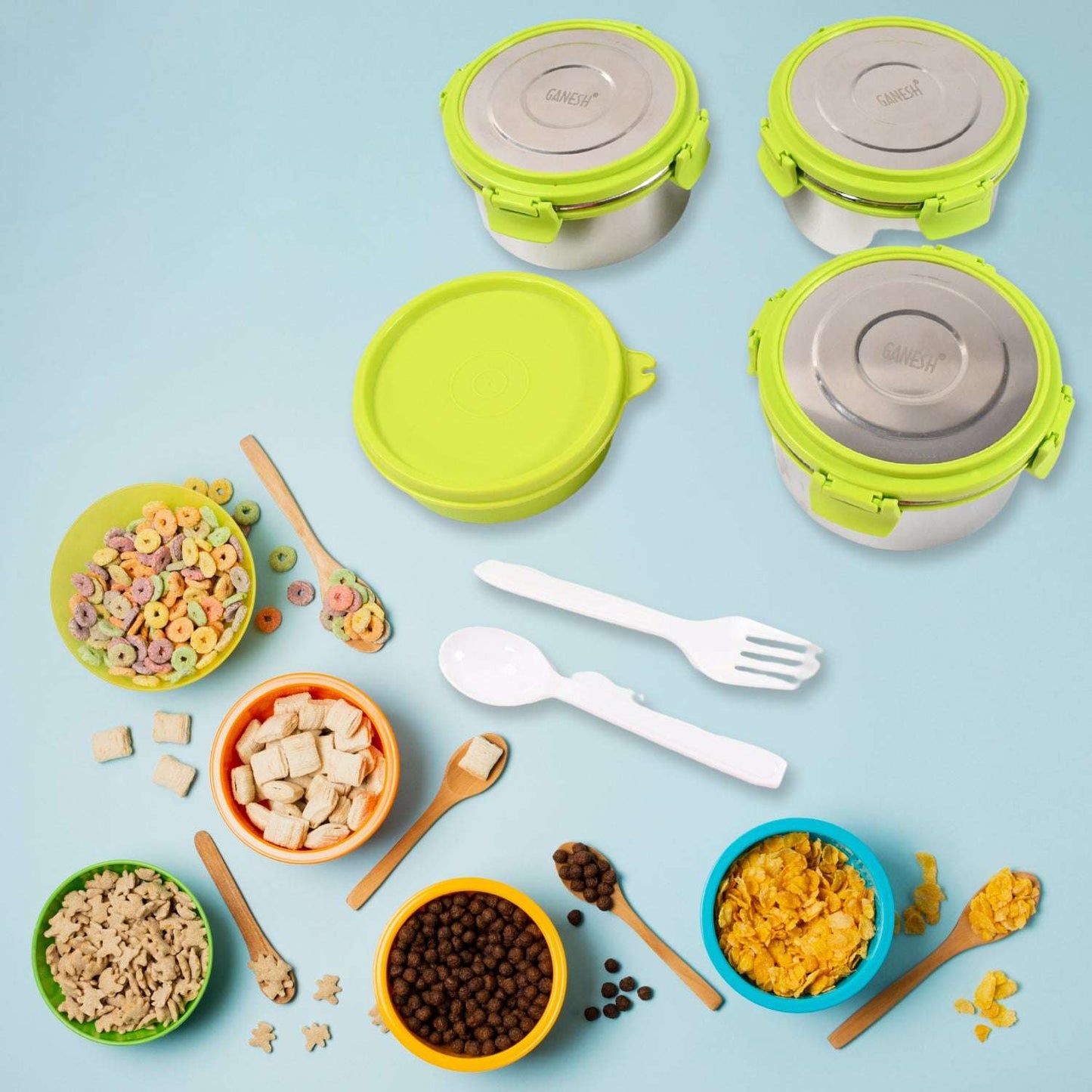 Stainless Steel Tiffin Lunch Box Container Dabba With 4 Side Clip Lock Lid For Office School Use Food Grade Air Tight Easy To Carry Leak Proof