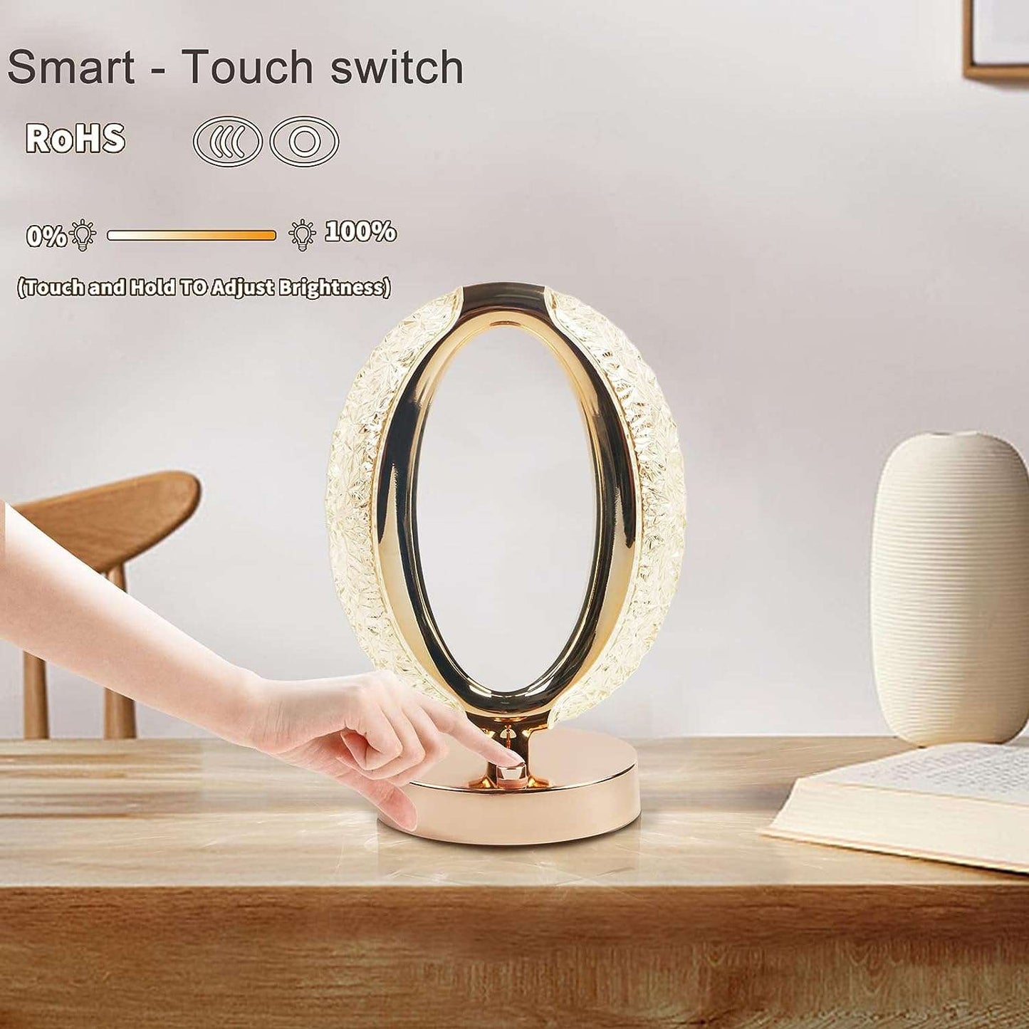 Touch Control Crystal Table Desk Lamp 3-way Dimmable Light Usb Rechargeable Crystal Diamond Table Lamp Exquisite Night Stand Light Lamp Beside Lamp For Bedroom Living Room Decorative Desk Lamp - LootFaat
