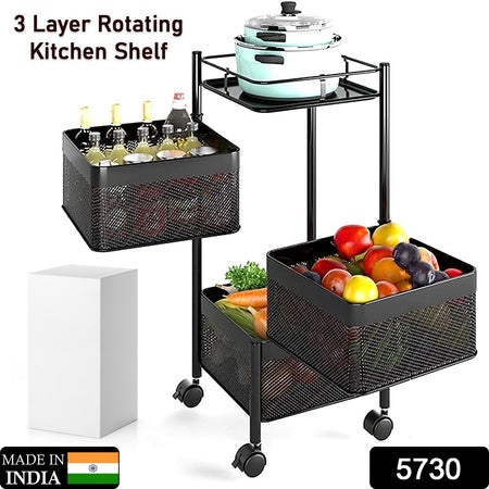 Metal High Qaulity Kitchen Trolley Kitchen Organizer Items And Kitchen Accessories Items For Kitchen Rack Square Design For Fruits Vegetable Onion Storage Kitchen Trolley With Wheels (4 Layer 3 Layer) - LootFaat