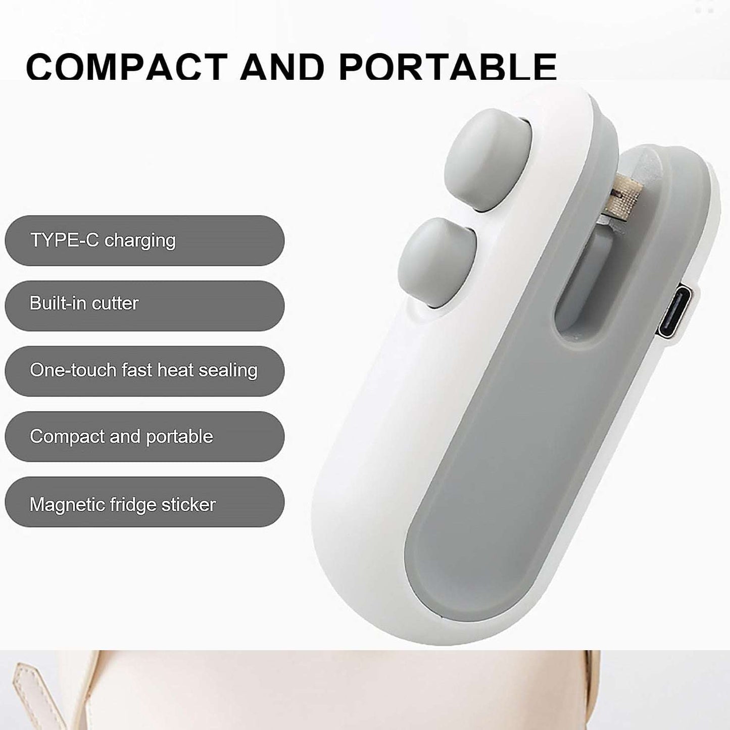 2-in-1 Mini Bag Sealer & Cutter - Rechargeable Food Sealer