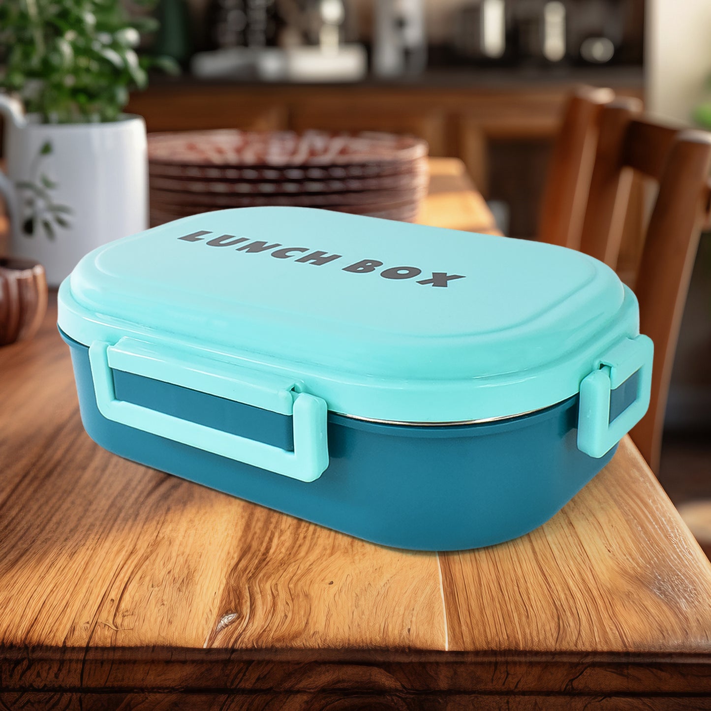 3 In 1 Spicy Bite Stainless Steel Lunch Box With Plastic Small Box Spoon (1 Set) - LootFaat