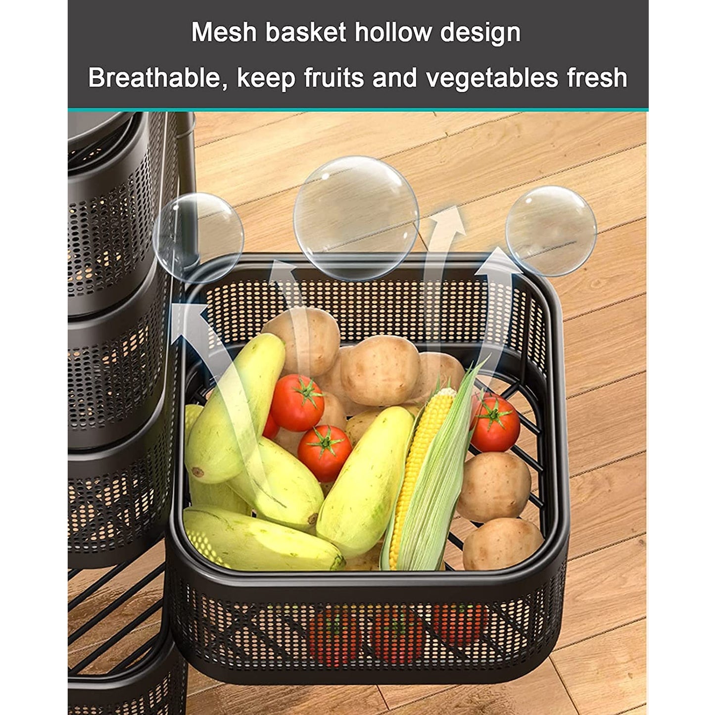 Metal High Qaulity Kitchen Trolley Kitchen Organizer Items And Kitchen Accessories Items For Kitchen Rack Square Design For Fruits Vegetable Onion Storage Kitchen Trolley With Wheels (4 Layer 3 Layer) - LootFaat