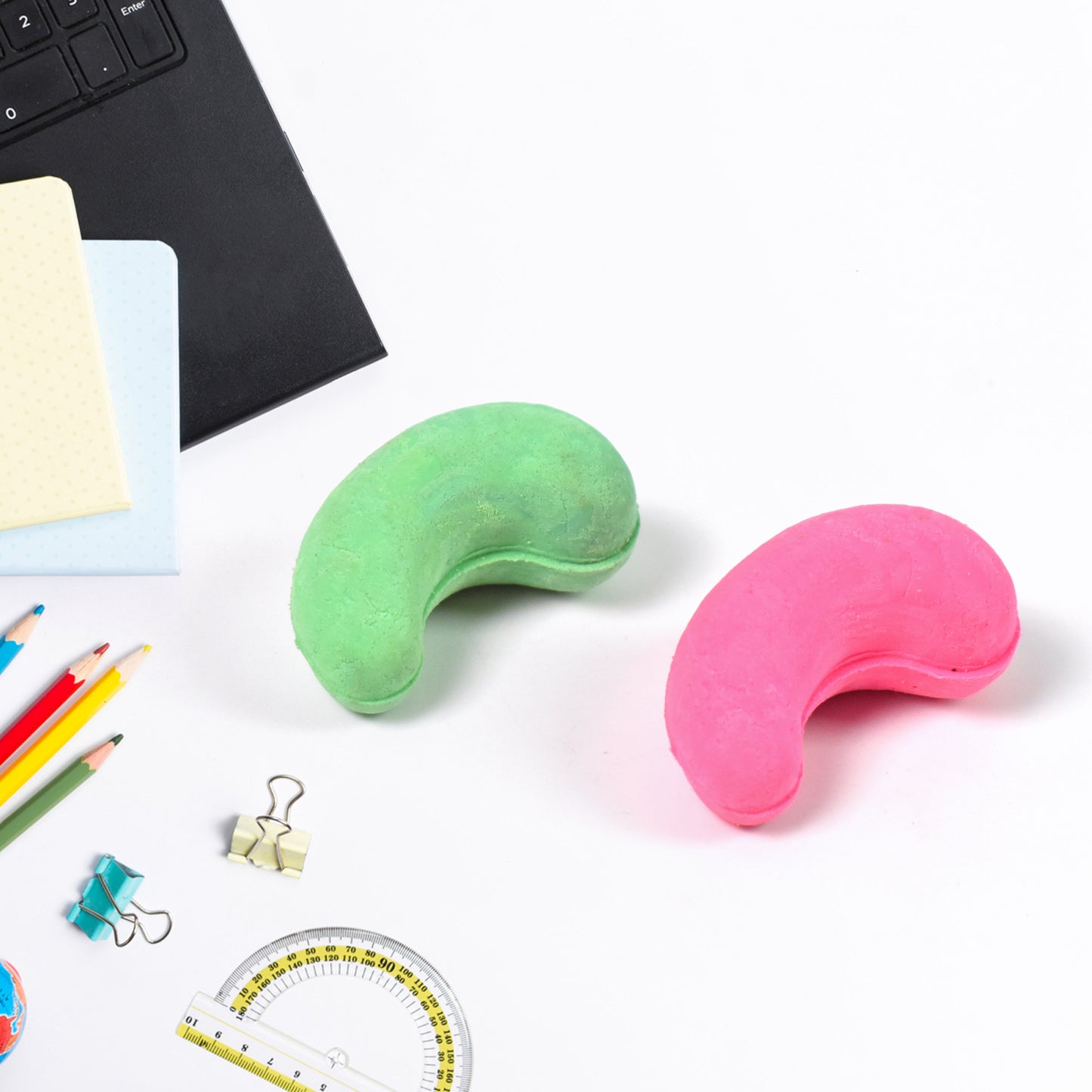 Cashew Nut Eraser Rubber Erasers (1 Pc Mix Colour Design) - LootFaat