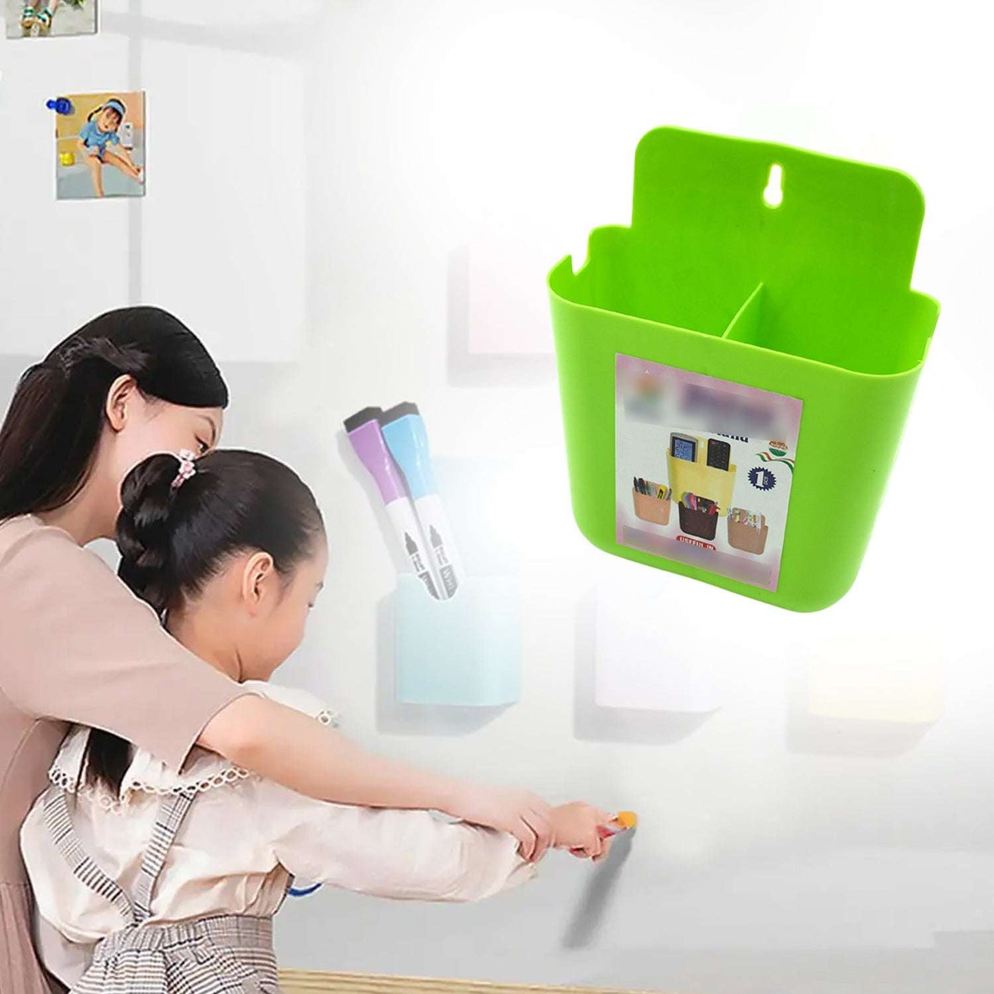 Multipurpose Wall Holder Mobile Holder Stationary Storage Bathroom Accessories Remote Holder Makeup Brush Holder Useful In Office Kitchen Drawing Room 2 Section Stand (1 Pc ) - LootFaat