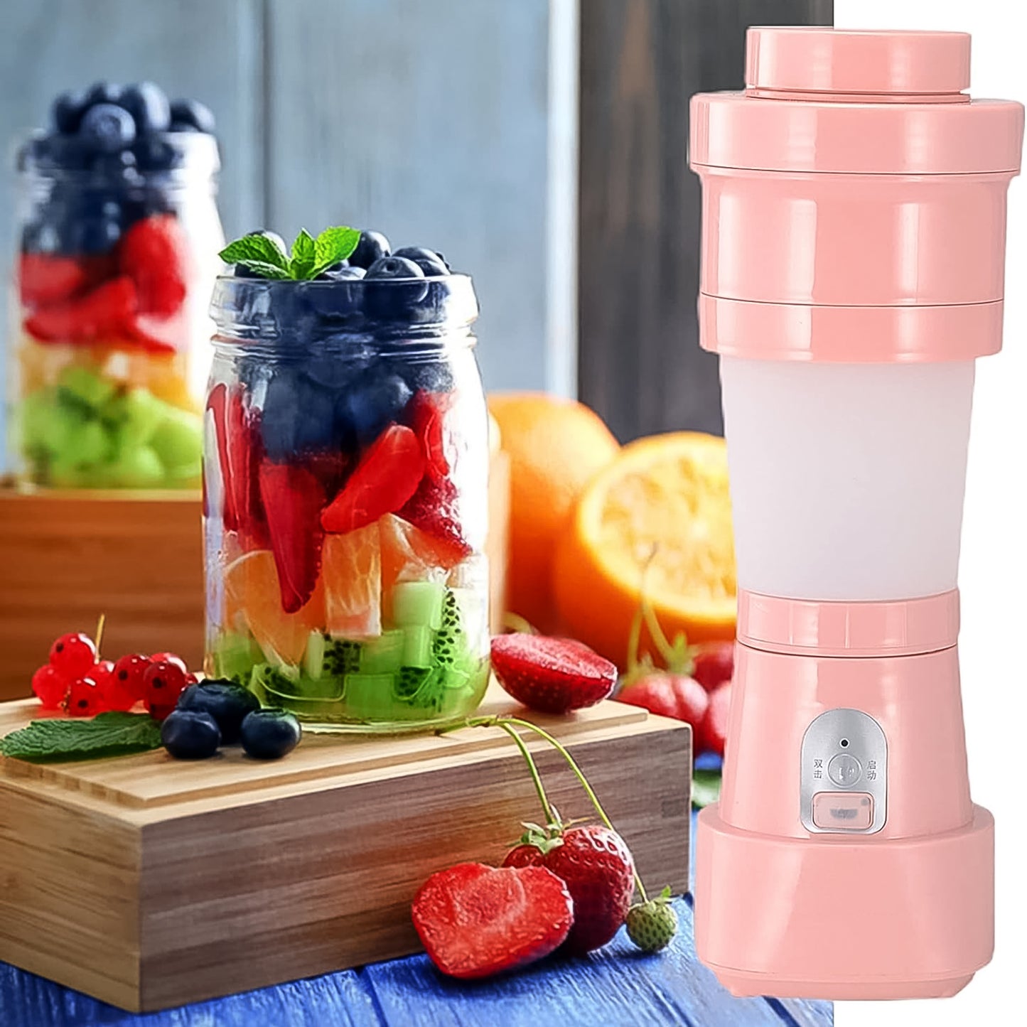 Foldable Electric Juicer Portable Blender Stainless Steel 6 Blades (500 Ml) - LootFaat