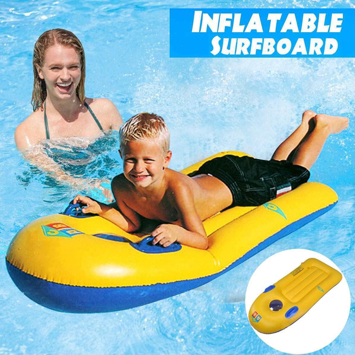 Inflatable Surfboard For Kids Inflatable Bodyboard For Children With Handles Portable Surfboard For Children Outdoor Pool Beach Floating Mat Pad Water Fun - LootFaat