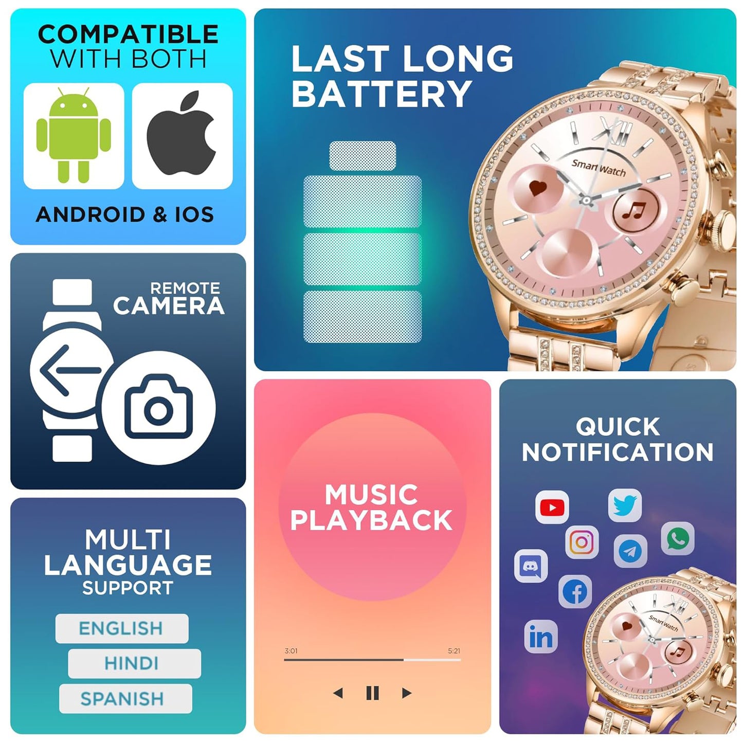 Gen 9 Diamond Strap Latest Smartwatch Hd Display 2 Straps (1 Set) - LootFaat