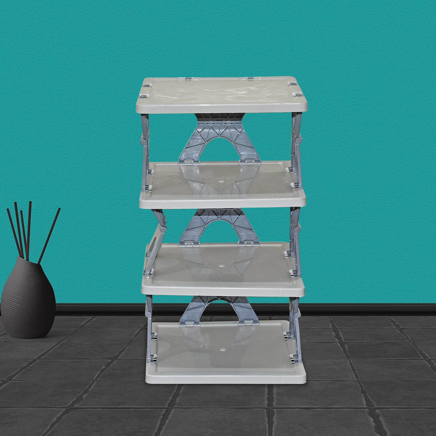 Smart Shoe Rack Shoes Stand Multifunctional Entryway Foldable Collapsible Door Shoe Rack Free Standing Heavy Duty Plastic Shoe Shelf Storage Organizer Narrow Footwear Home (1 Pc 4 Layer 6 Layer 8 Layer) - LootFaat