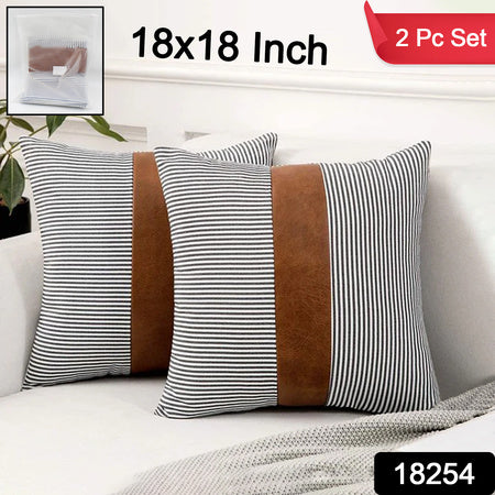 Pillow Covers Leather Cotton Cushion Covers (16 16 Inch 1 Pair 2 Pc) - LootFaat