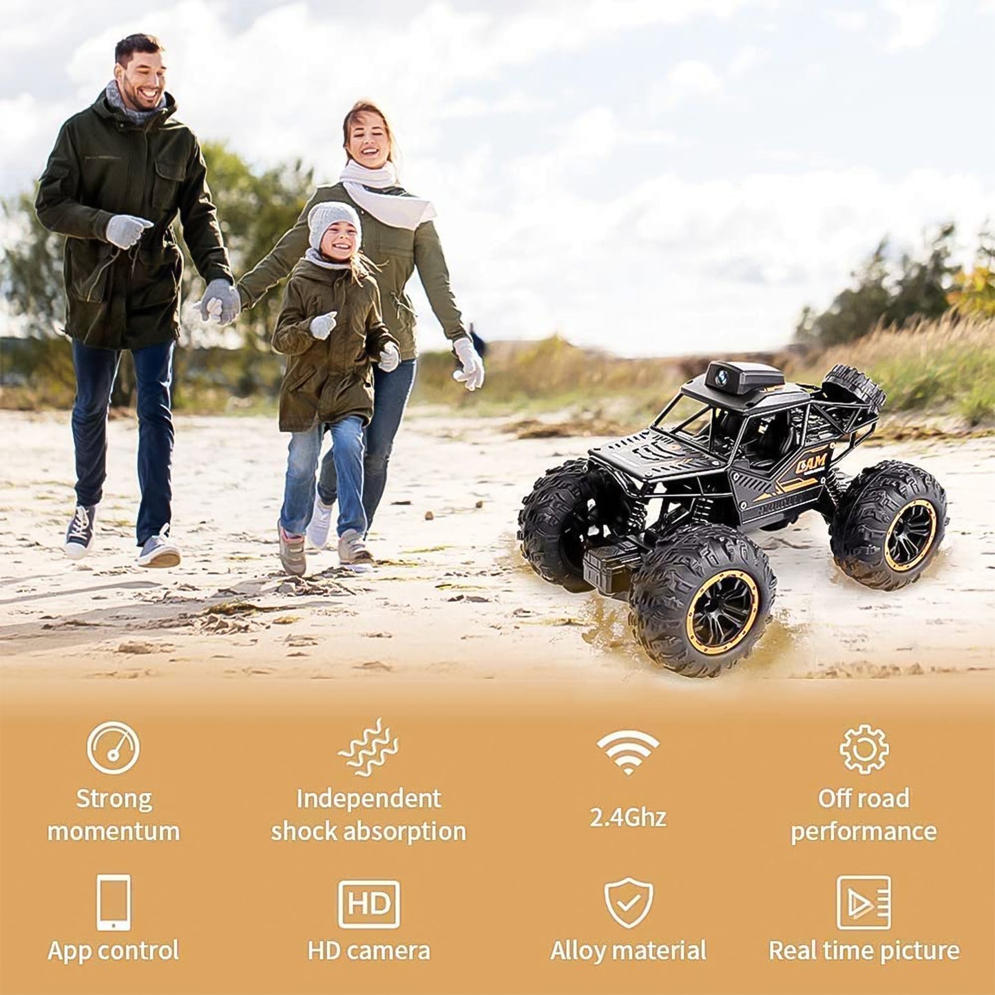 Remote Control Car With Camera Off-road Remote Control Truck Monster Trucks For Boys 8-12 Birthday Gift For Kids Adults Gift For Boys And Girls Hd Camera Rock Crawler Monster Truck Toy - LootFaat