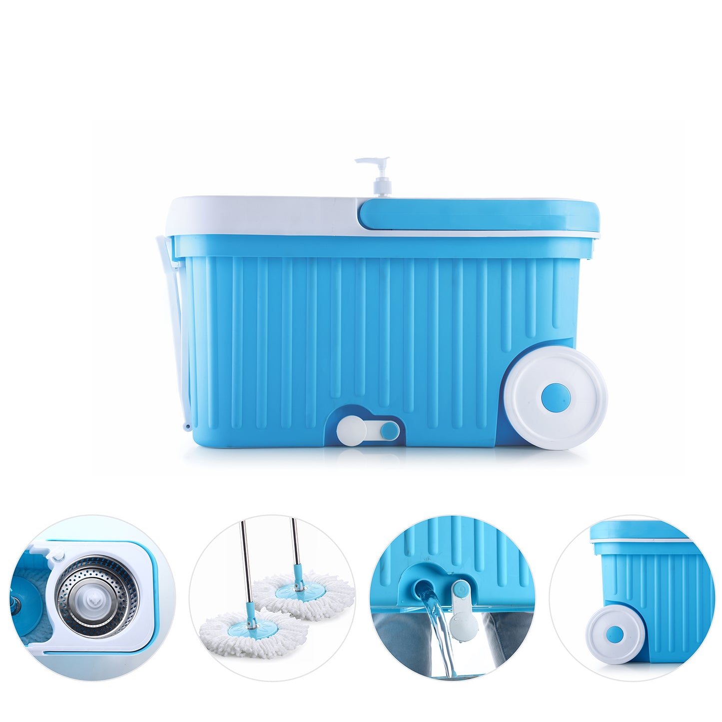 Sporty Plastic Spin Mop With Bigger Wheels And Plastic Auto Fold Handle For 360 Degree Cleaning. - LootFaat