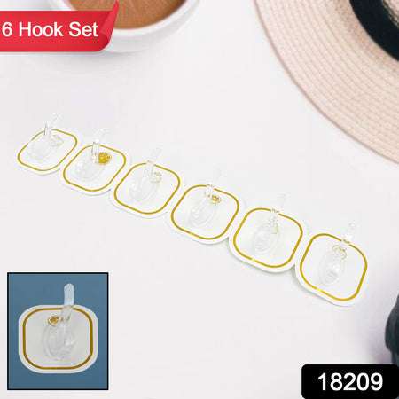 Transparent Adhesive Wall Hook (6 Pcs Set) - LootFaat