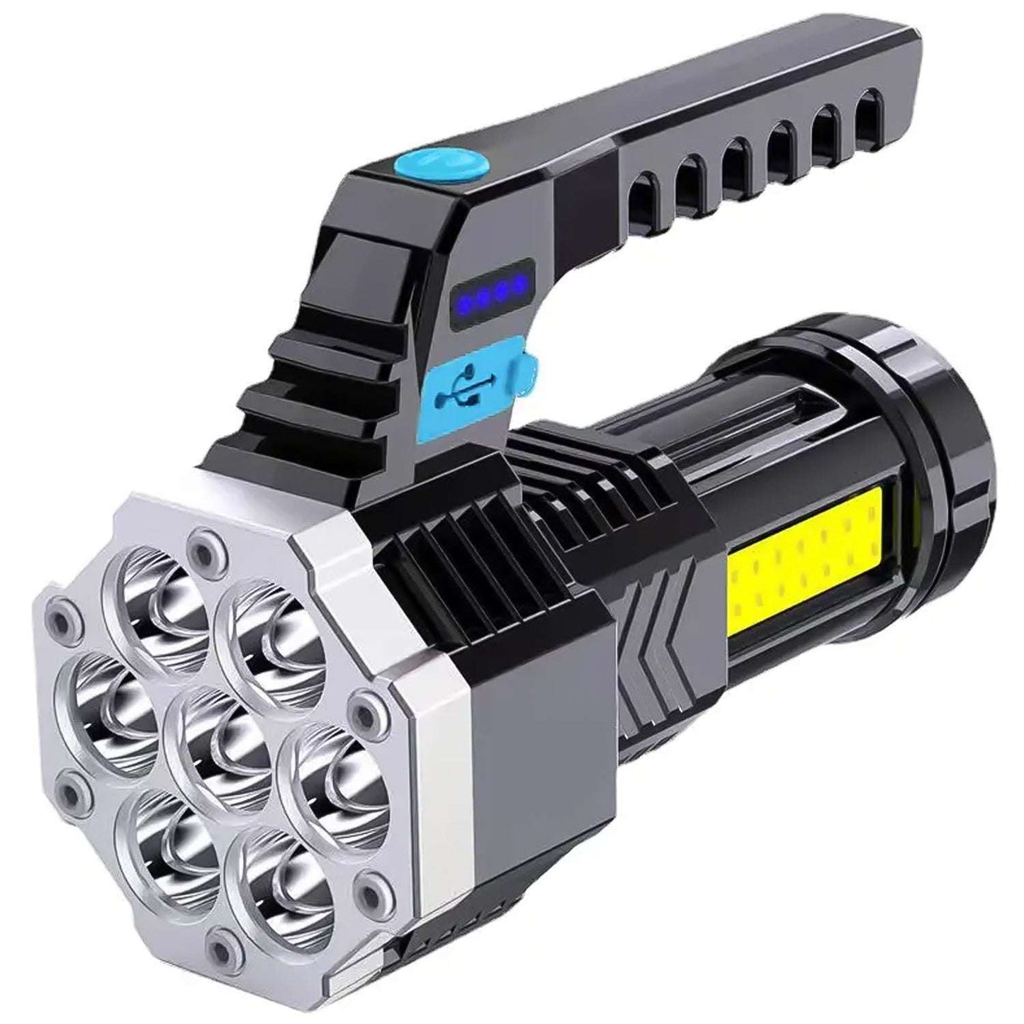 Portable Flashlight Torch Cob 7led Hand Light Usb Rechargeable Light With Side Light (1 Pc) - LootFaat