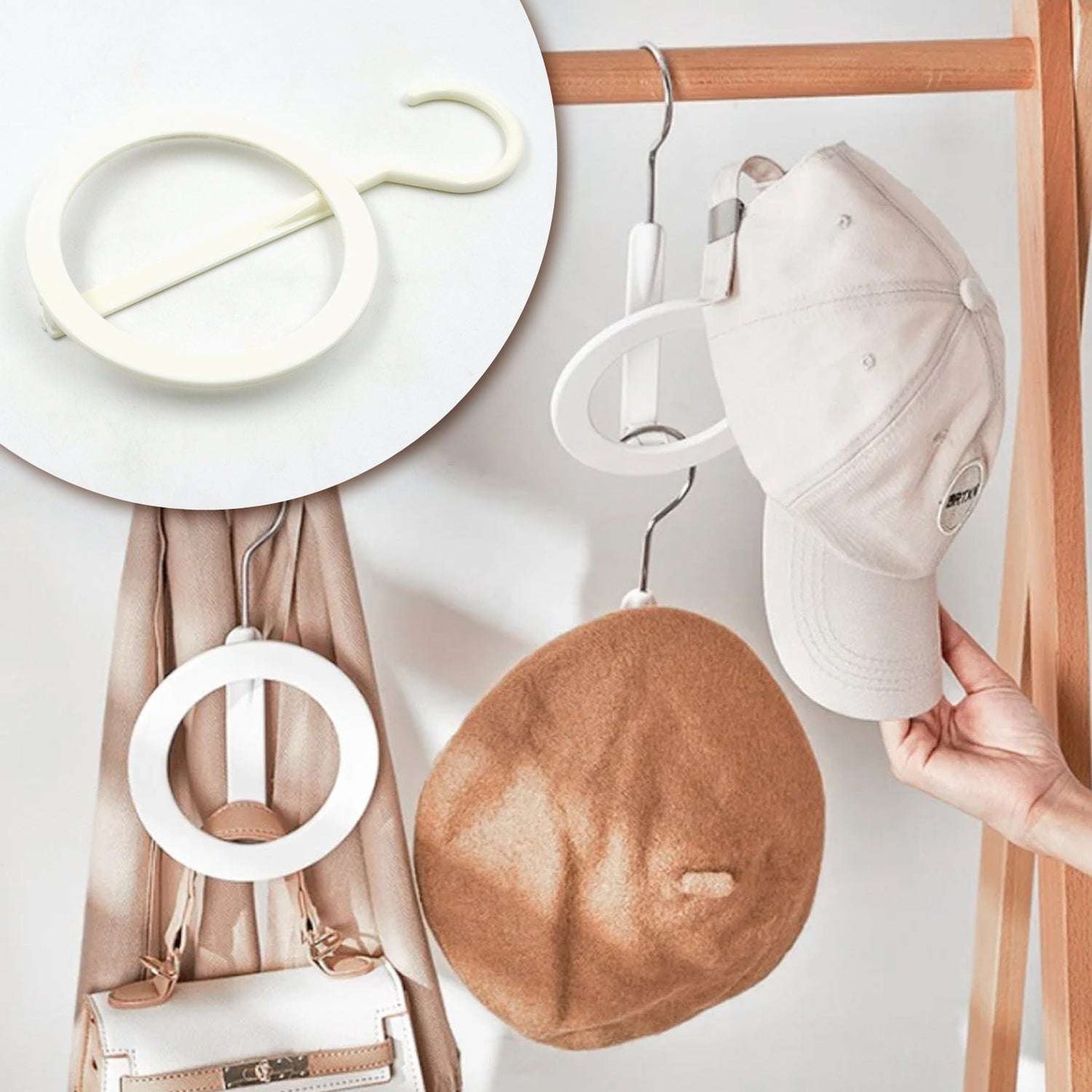Plastic Circle Hanger Hat Closet Joint Hanger Rings Hanger Hat Storage Towel Hanger Hook Bag Hanger Storage For Wall Door Closet Bathroom (1 Pc) - LootFaat