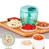 Manual Food Chopper - Stainless Steel 5-Blade Vegetable Slicer (750ml)