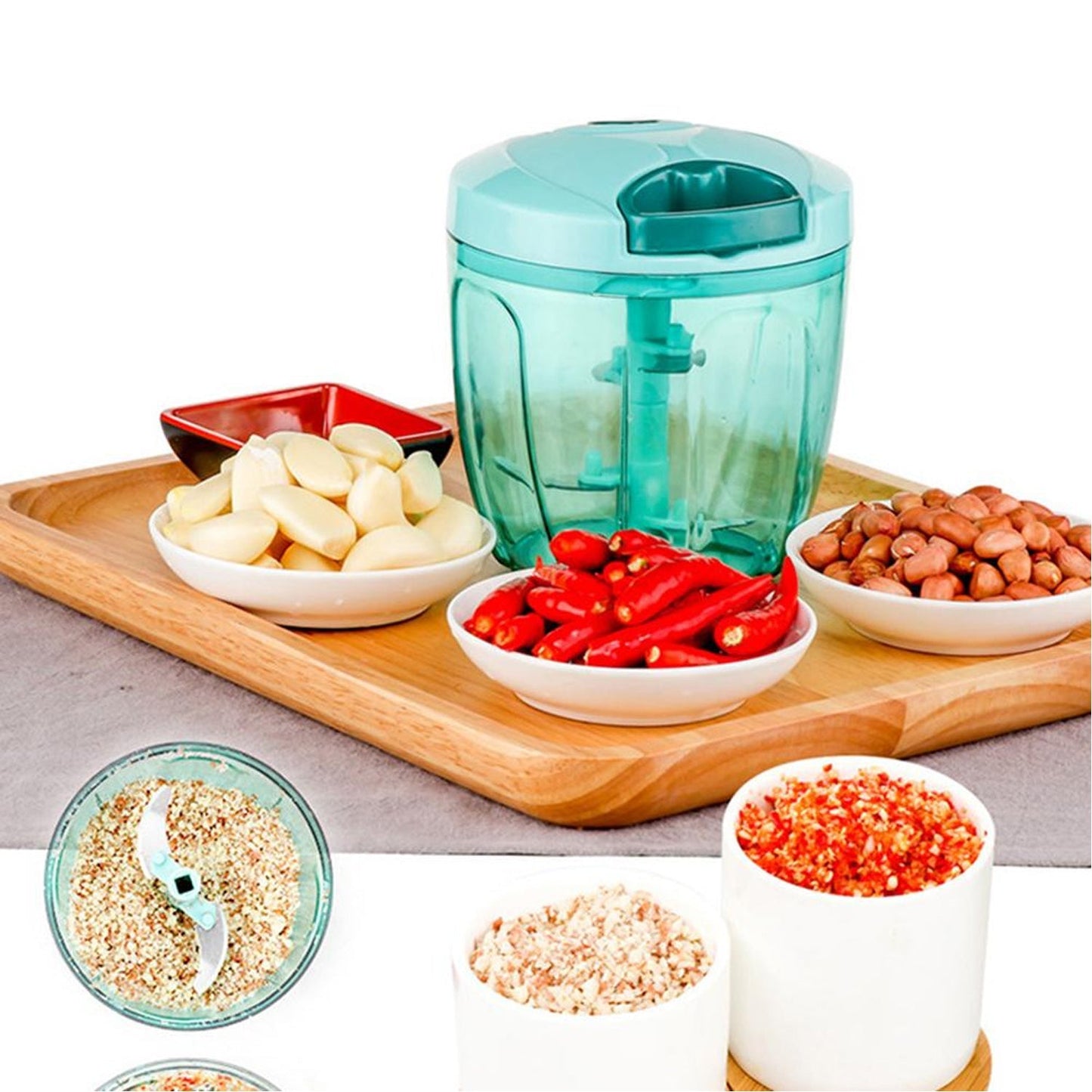 Manual Stainless Steel Compact Extra Sharp Hand Held Vegetable Chopperslicer With 5 Blades (750 Ml) - LootFaat