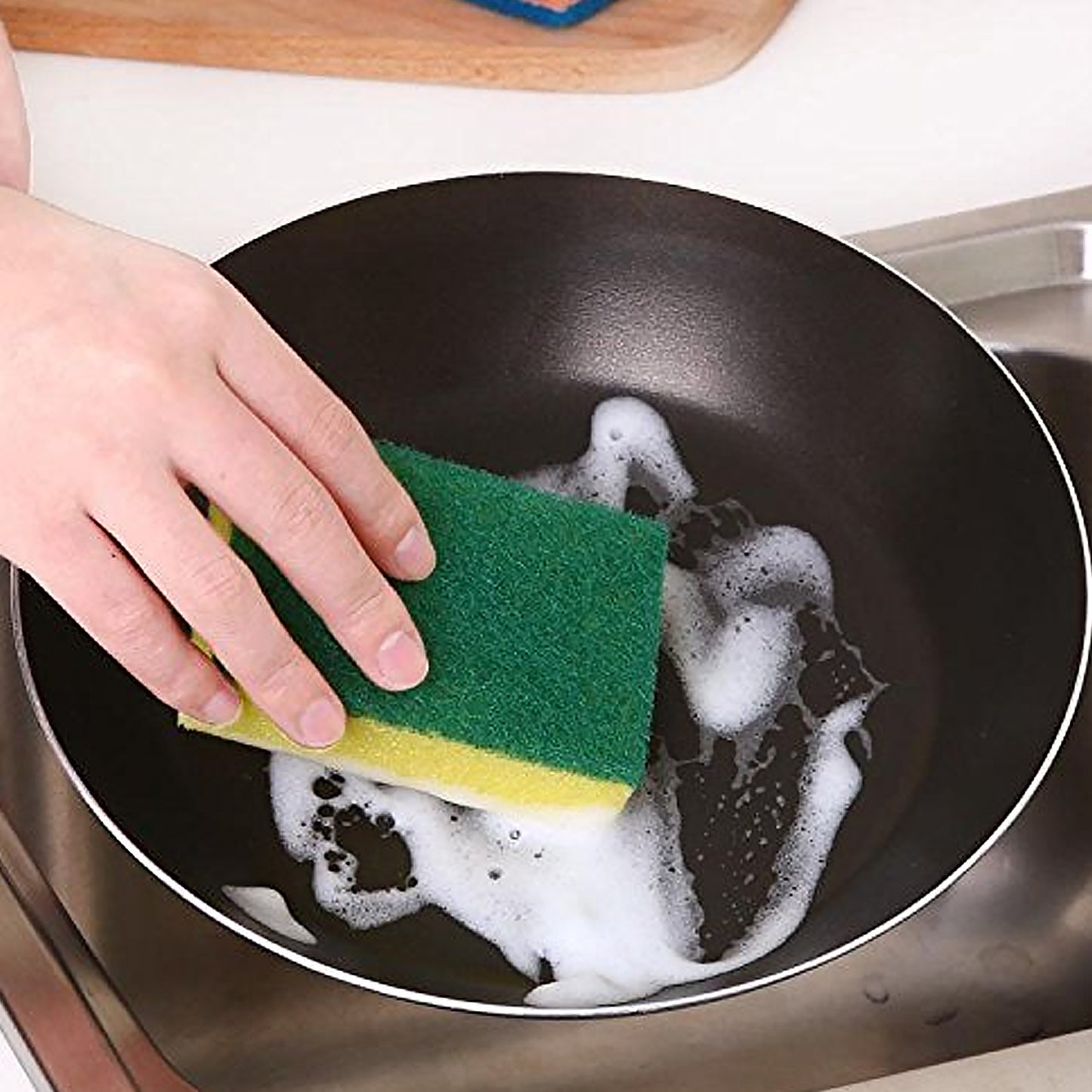 Kitchen Cleaning Tool Set Microfiber Kitchen Utensils High Performance Scouring Sponge Set Dish Sponge Stainless Steel Scouring Pad (6 Pcs Set) - LootFaat