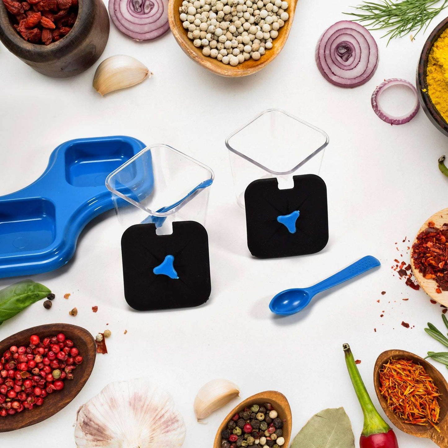 Dining Table Stand 2 Pcs Pickle Jar Spice Tray Spoons Virgin Plastic Kitchen Storage Container Serving Salt Pepper Sauces Chutney Masala Mukhwas Aachar - LootFaat