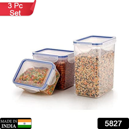 Rectangle Abs Airtight Food Storage Containers With Leak Proof Locking Lid Storage Container Set Of 3 Pc (Approx Capacity 500ml1000ml1500ml Transparent) - LootFaat