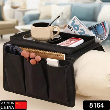 Sofa Arm Rest Hanging Storage Bag Storage Bag For Sofa Ideal For Sorting Magazines Ipad Books (Black) - LootFaat