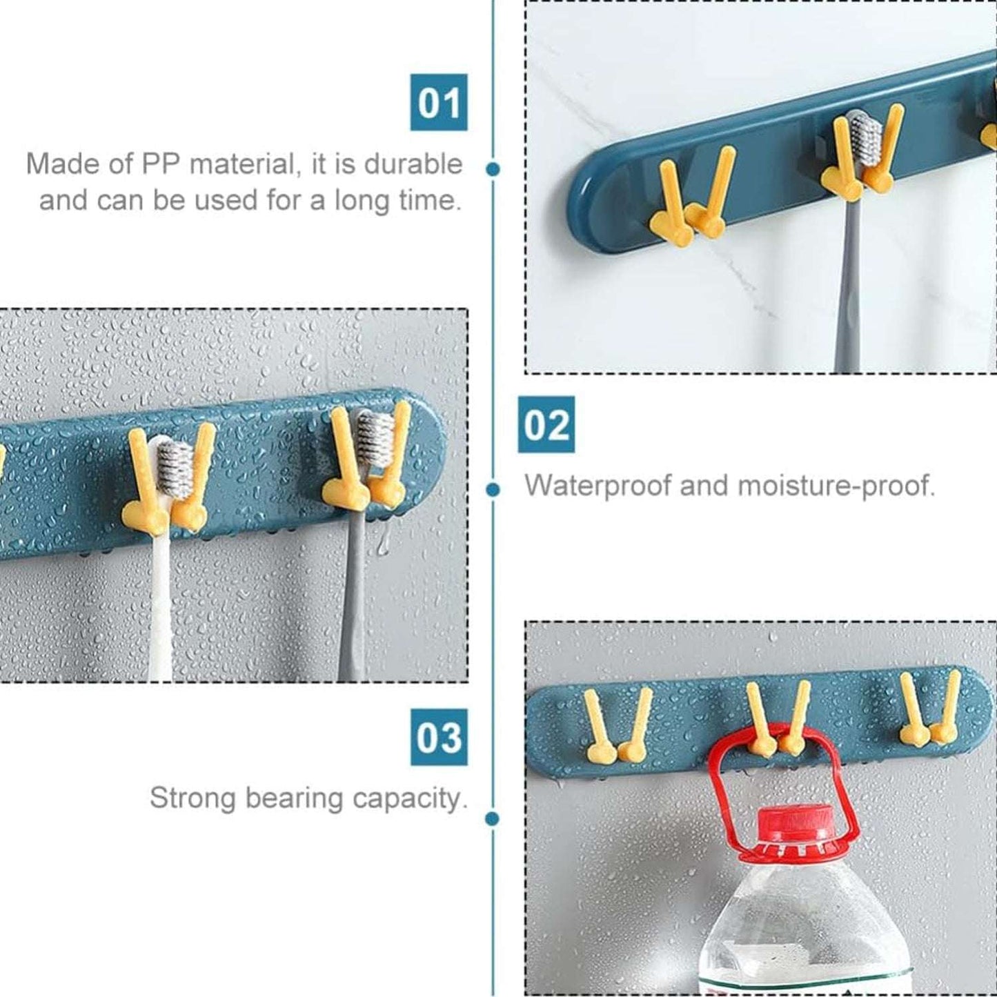 Toothbrush Holder Plastic Bathroom Accessories Organizer Wall Mounted Hanging Mount Shelf Hooks (1pc) - LootFaat