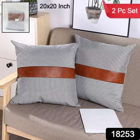 Pillow Covers Leather Cotton Cushion Covers (20 20 Inch 1 Pair 2 Pc) - LootFaat