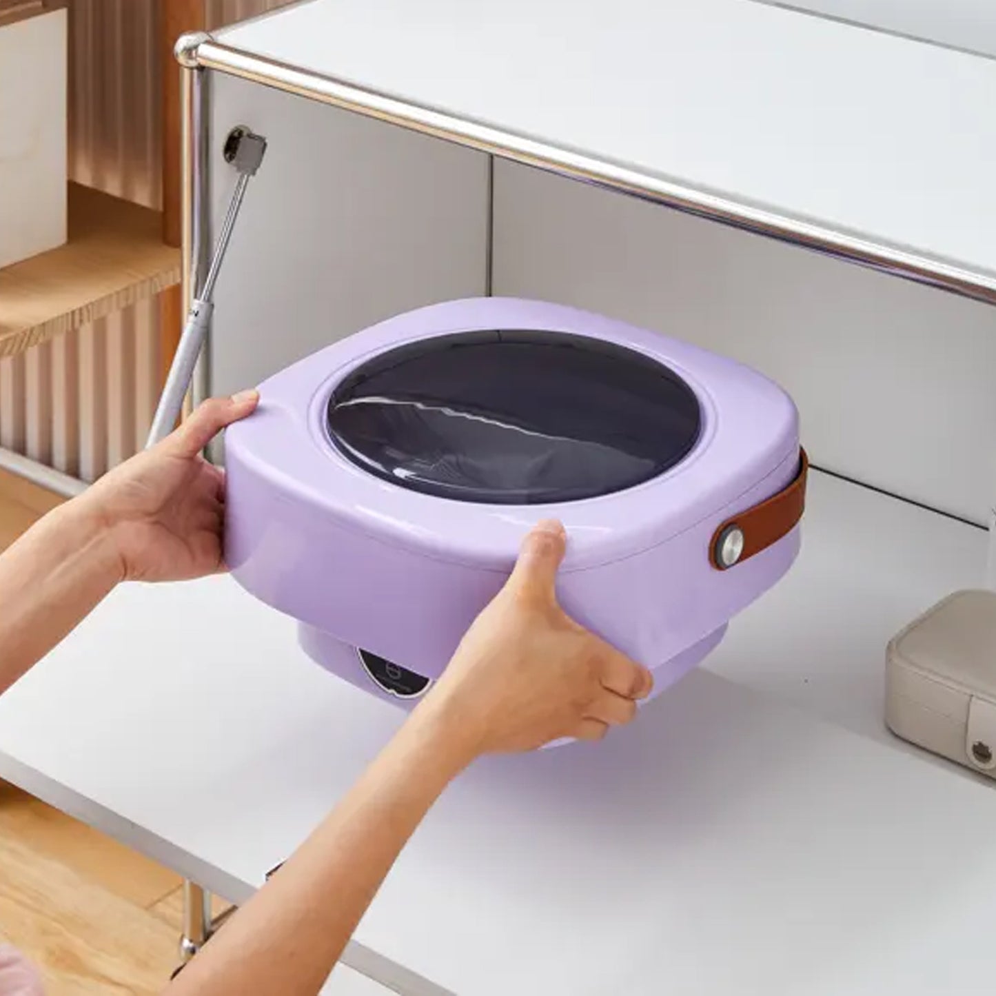 Foldable Mini Washing Machine with Drain Basket - Portable Washer for Travel, Camping, Baby Clothes