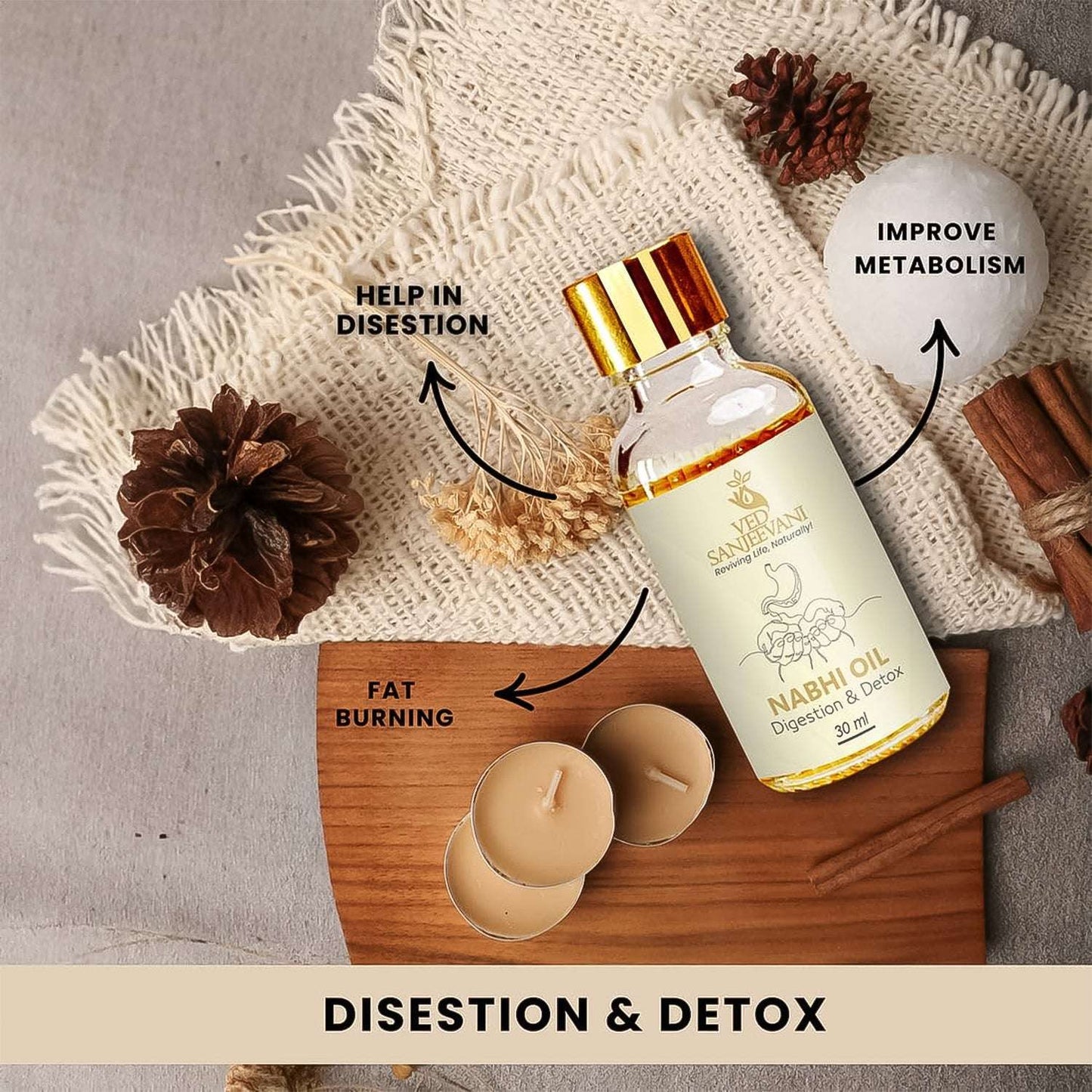 Ved Sanjeevani Ayurvedic Nabhi Oil for Digestion & Detox - 30ml