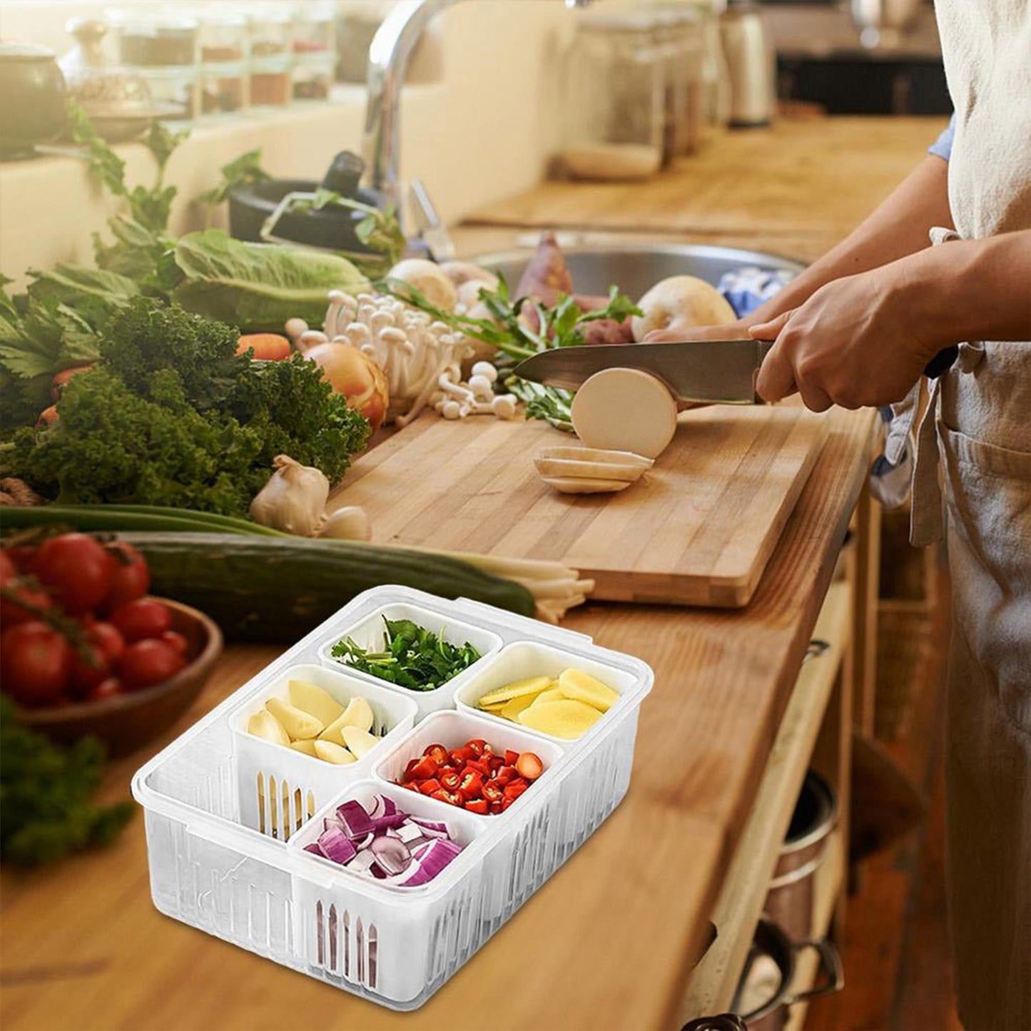 Fridge Storage Boxes Freezer Storage Containers Container For Kitchen Storage Set Storage In Kitchen Vegetable Storage Draining Crisper Refrigerator Food Box (1 Pc) - LootFaat